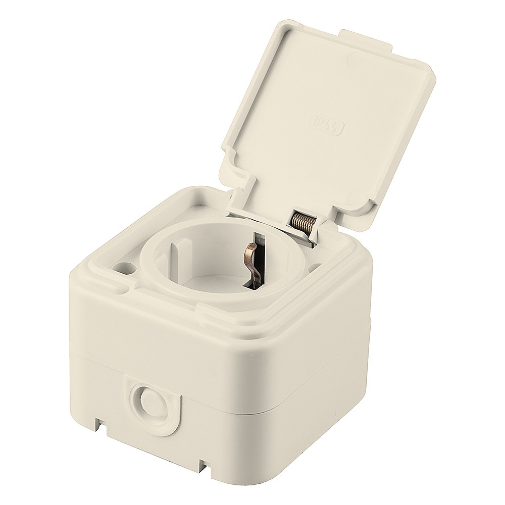 Розетка 1-местная с/з, с крышкой Stekker Брест 49058