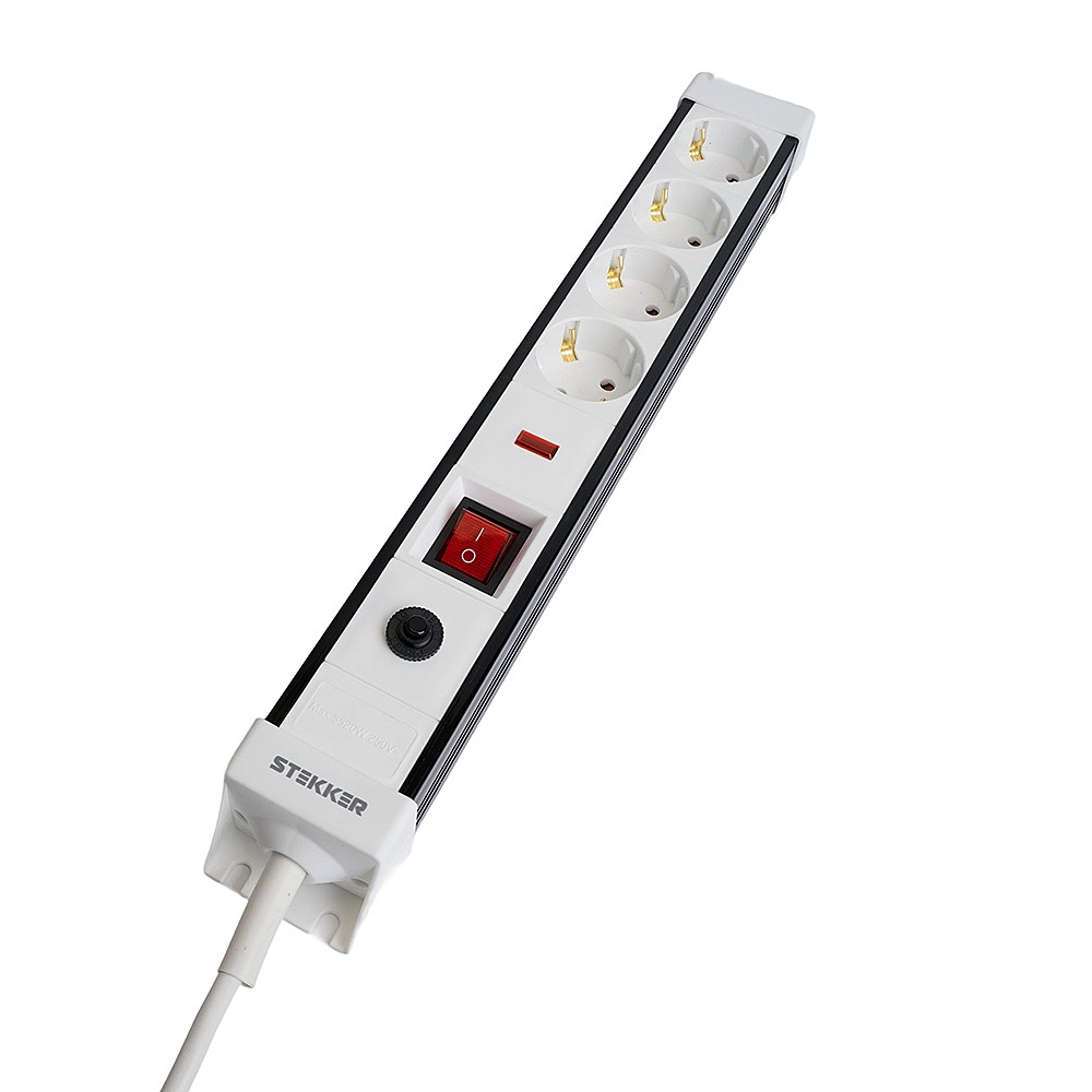 Сетевой фильтр 4-местный с/з 3x1мм2, 3 м, Stekker Techno 50148