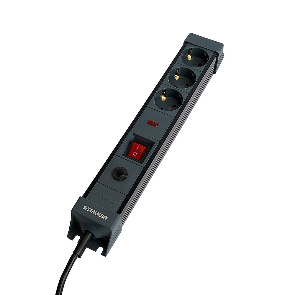 Сетевой фильтр 3-местный с/з 3x1мм2, 3 м, Stekker Techno 50154