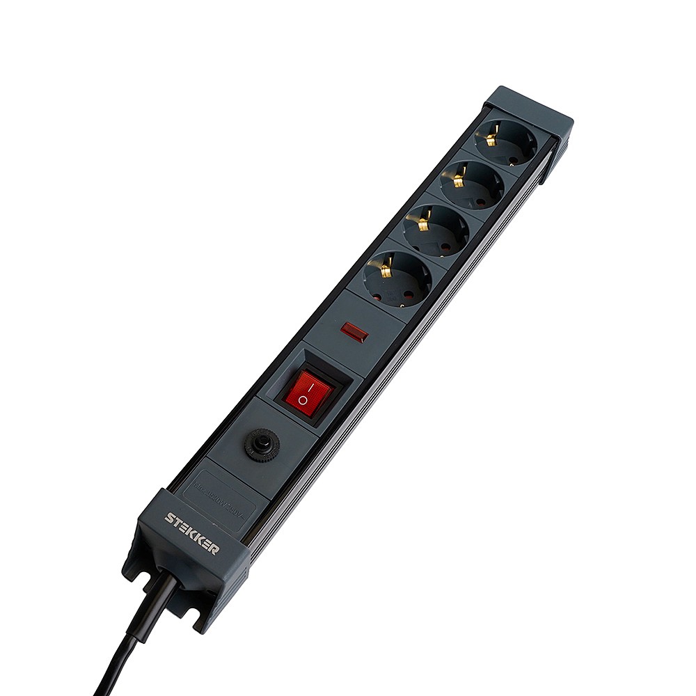 Сетевой фильтр 4-местный с/з 3x1мм2, 3 м, Stekker Techno 50157