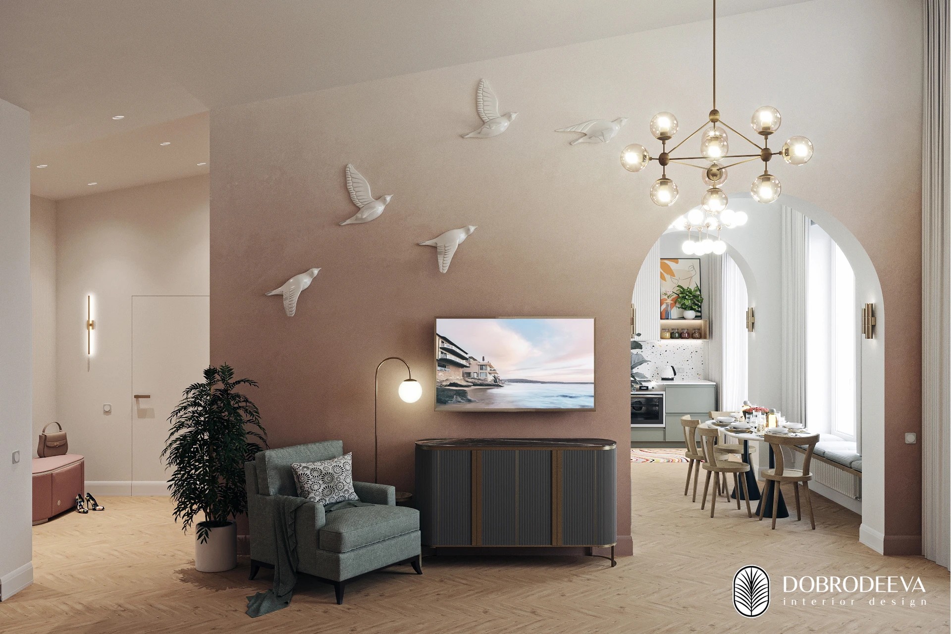 КВАРТИРА С АРКАМИ, ГРАДИЕНТОМ И ГАРДЕРОБНОЙ МЕЧТЫ