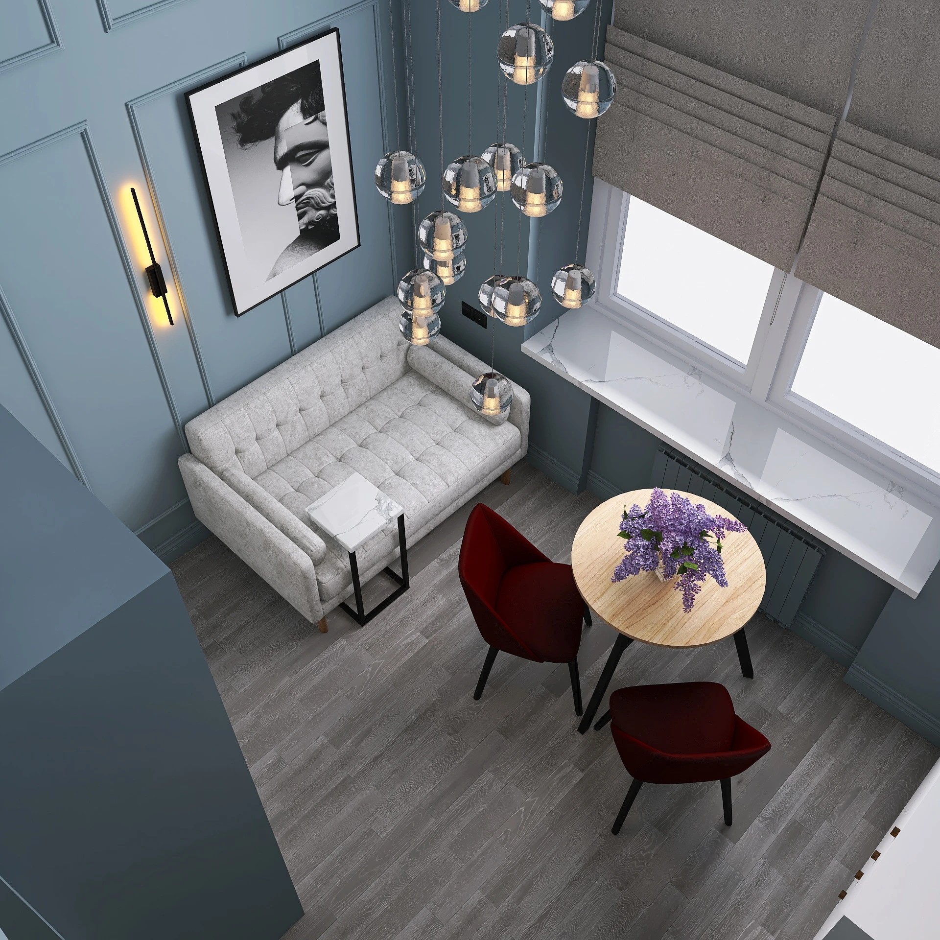 Визуализации основного пространства микро-квартиры