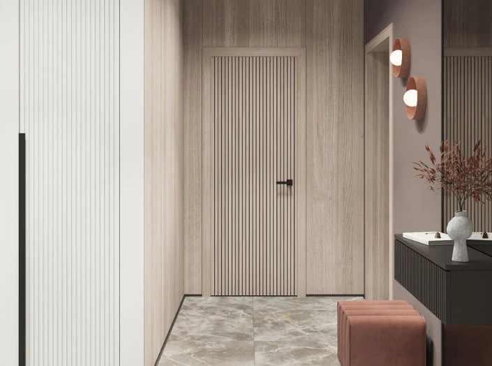 Осенние, теплые оттенки в интерьере прихожей