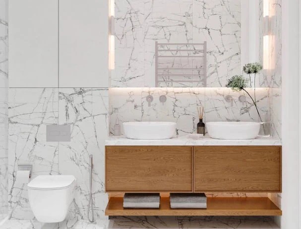 Воздушная минималистичная ванная комната