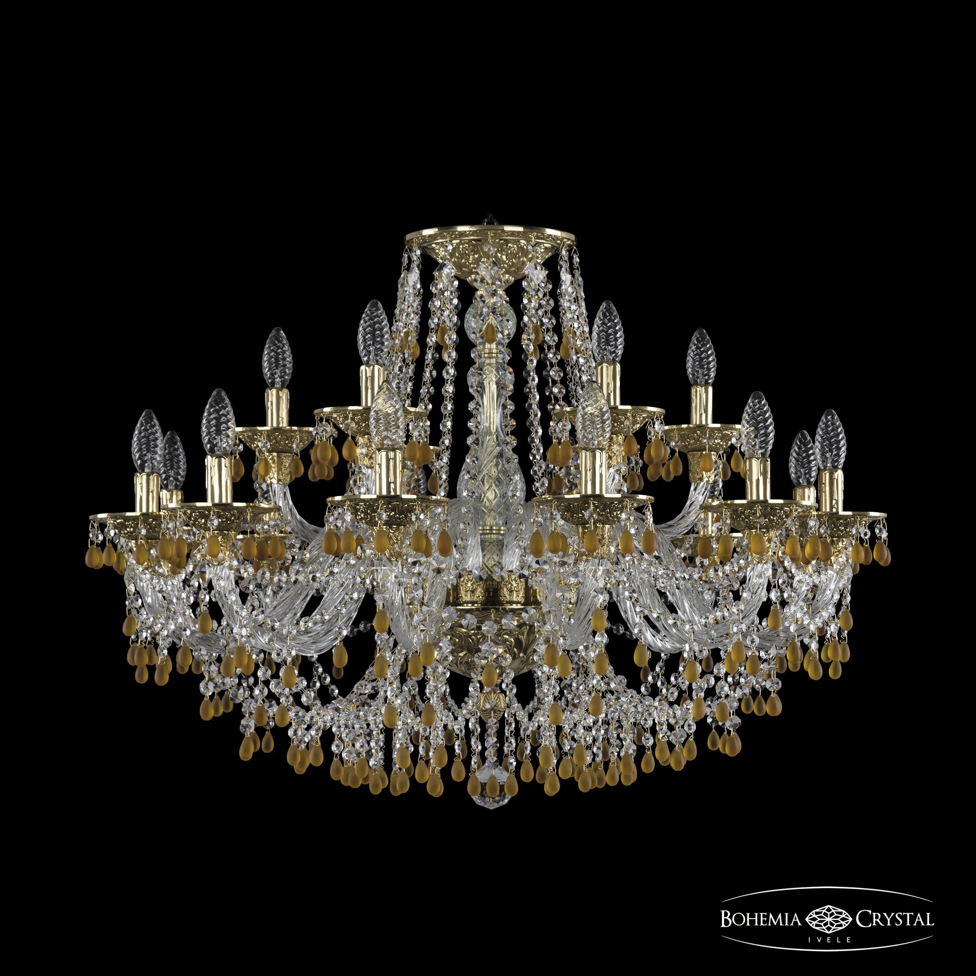 Подвесная хрустальная люстра 1610 Bohemia 16110/12+6/300 G V1003