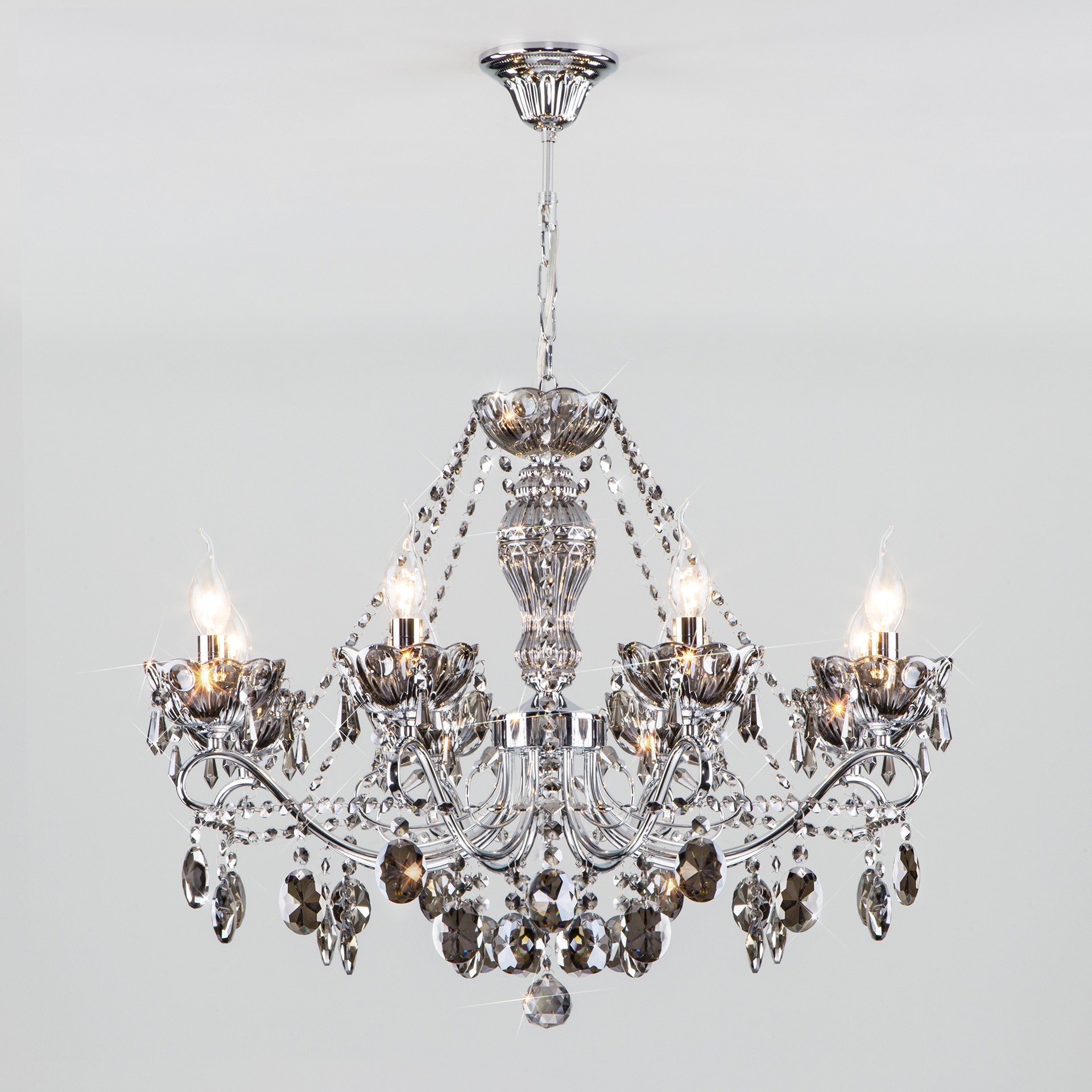 Подвесная люстра Eurosvet Teodore 10103/8 хром/дымчатый хрусталь Strotskis