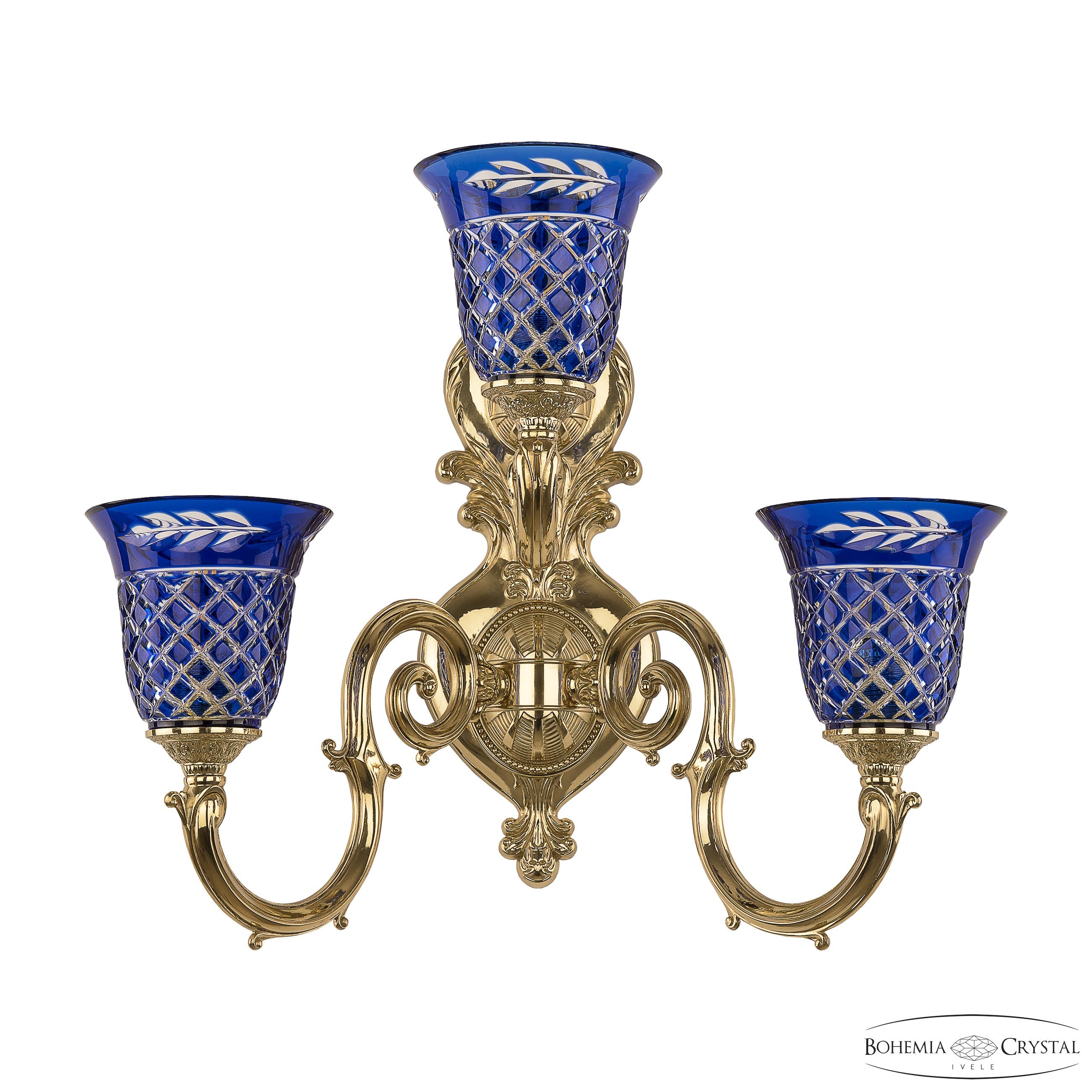 Настенное бра Bohemia 7203 7203B16/2+1/210 G P2 U Clear-Blue/H-1J