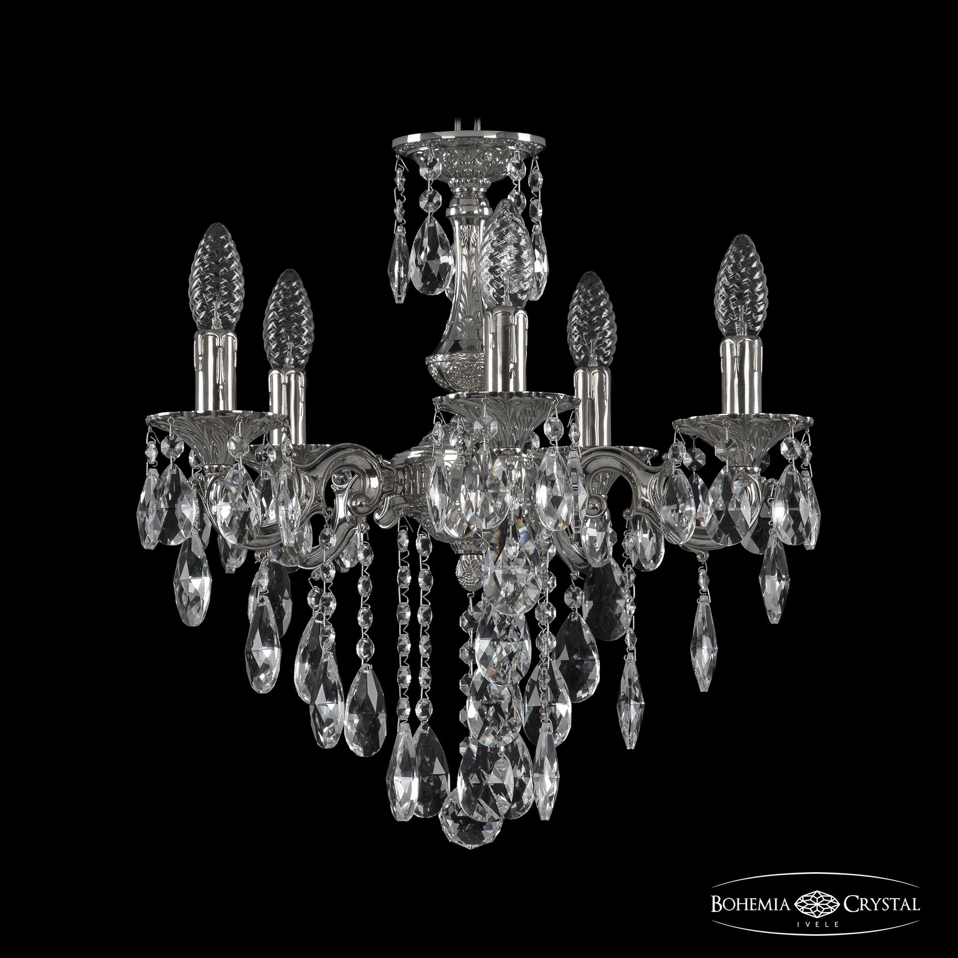 Подвесная хрустальная люстра 7201 Bohemia 72101/5/125 B Ni