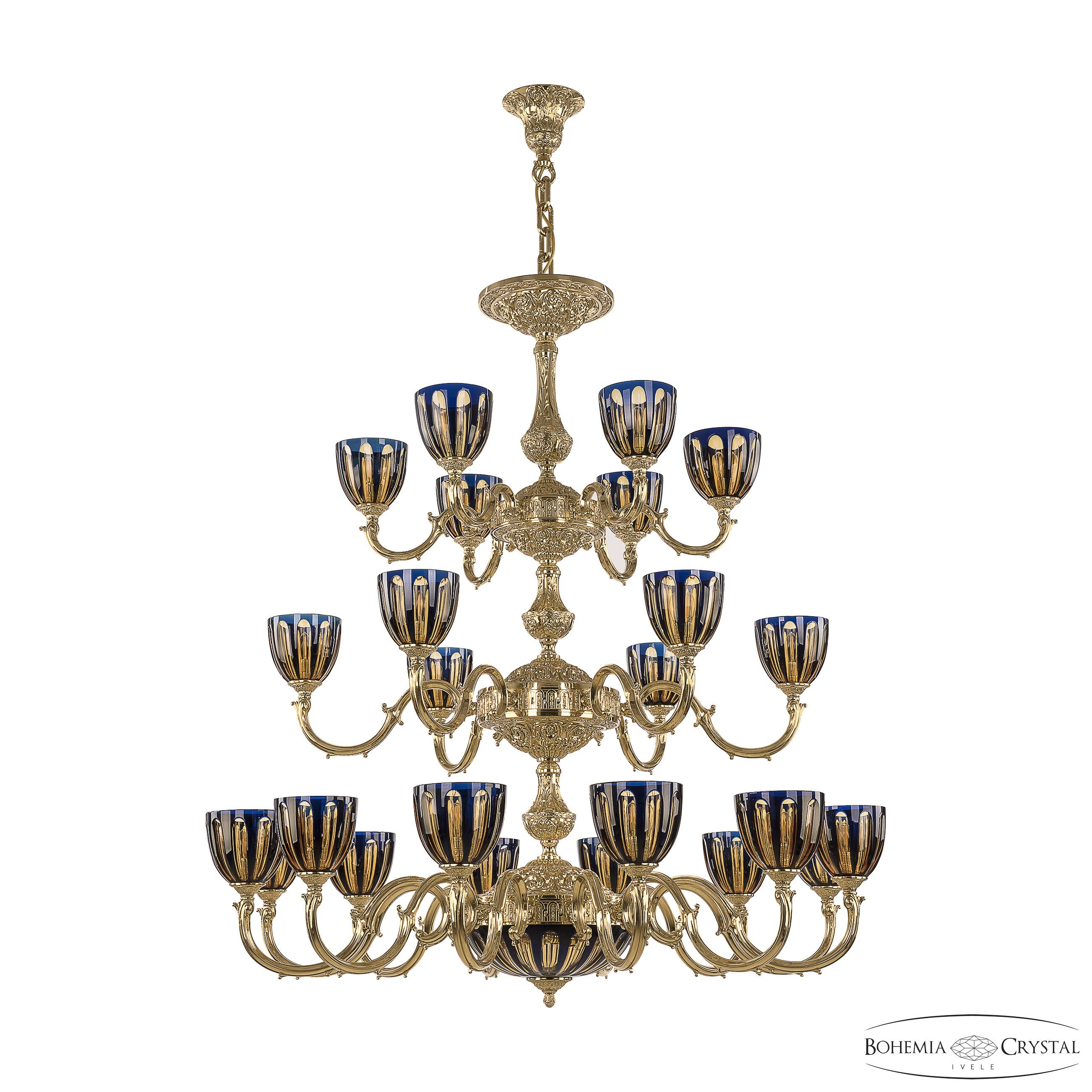 Подвесная люстра Bohemia 7201 72101P/12+6+6/360/3d G P1 U Amber-Blue/H-1H