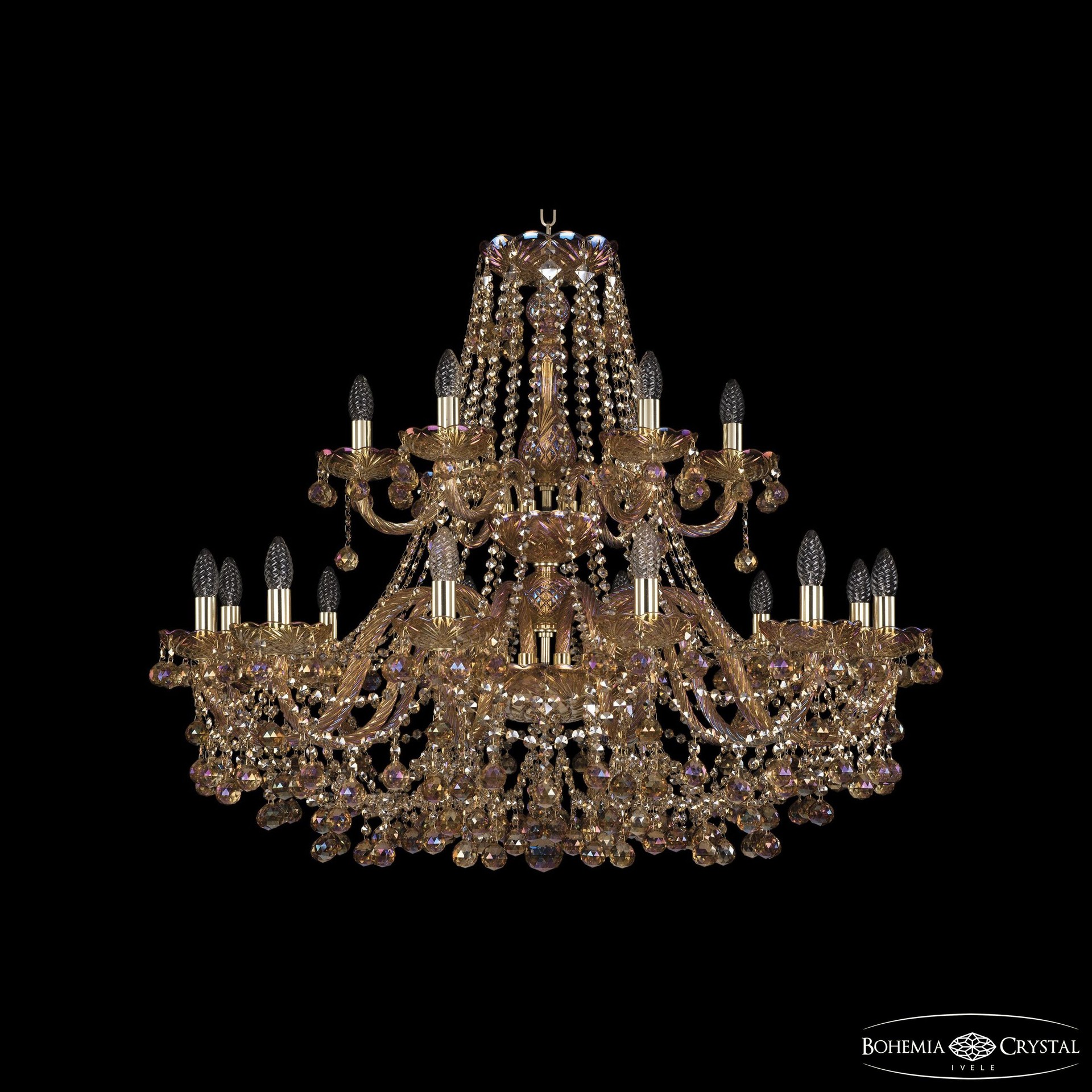 Подвесная хрустальная люстра 1409 Bohemia 1409/12+6/360/2d G M777