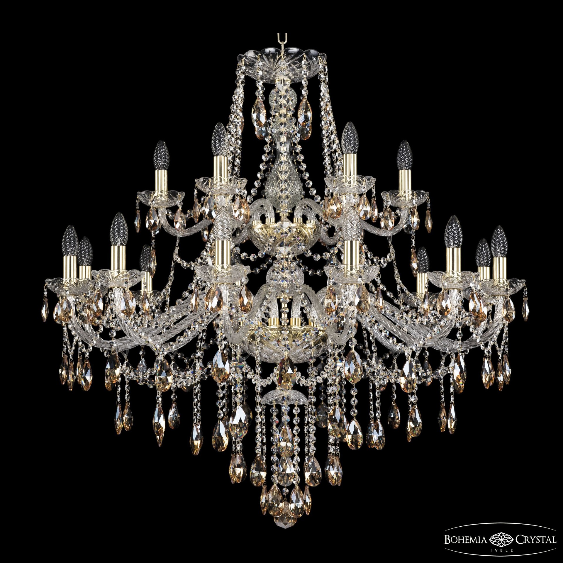 Подвесная хрустальная люстра 1415 Bohemia 1415/12+6/360/2d G K721