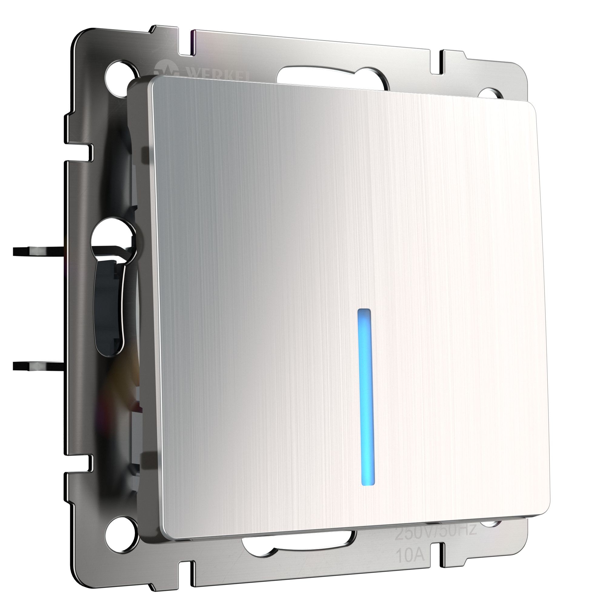 Выключатель Werkel W1112102/ Выключатель одноклавишный проходной с подсветкой (глянцевый никель)