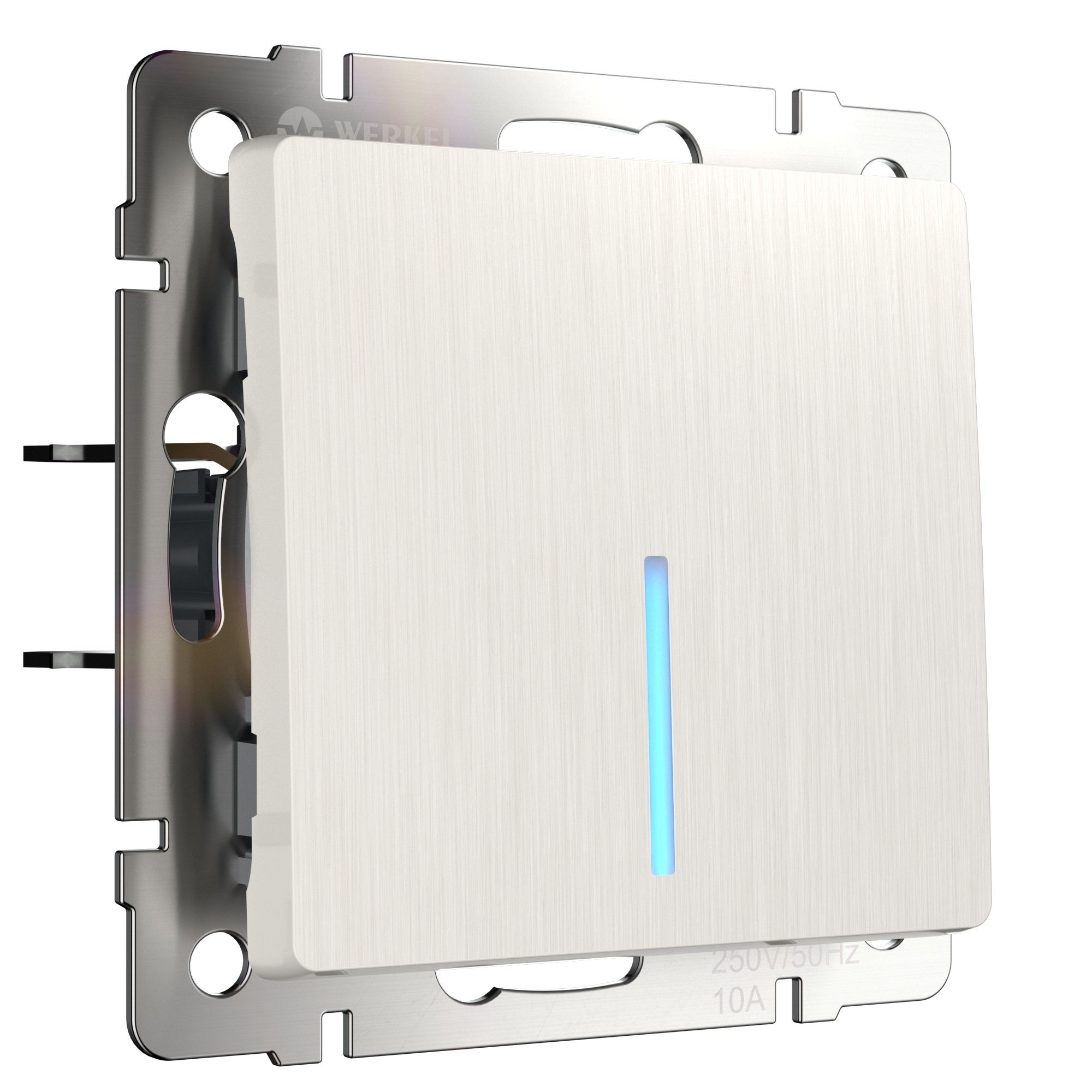 Выключатель Werkel W1110113/ Выключатель одноклавишный с подсветкой (перламутровый рифленый)