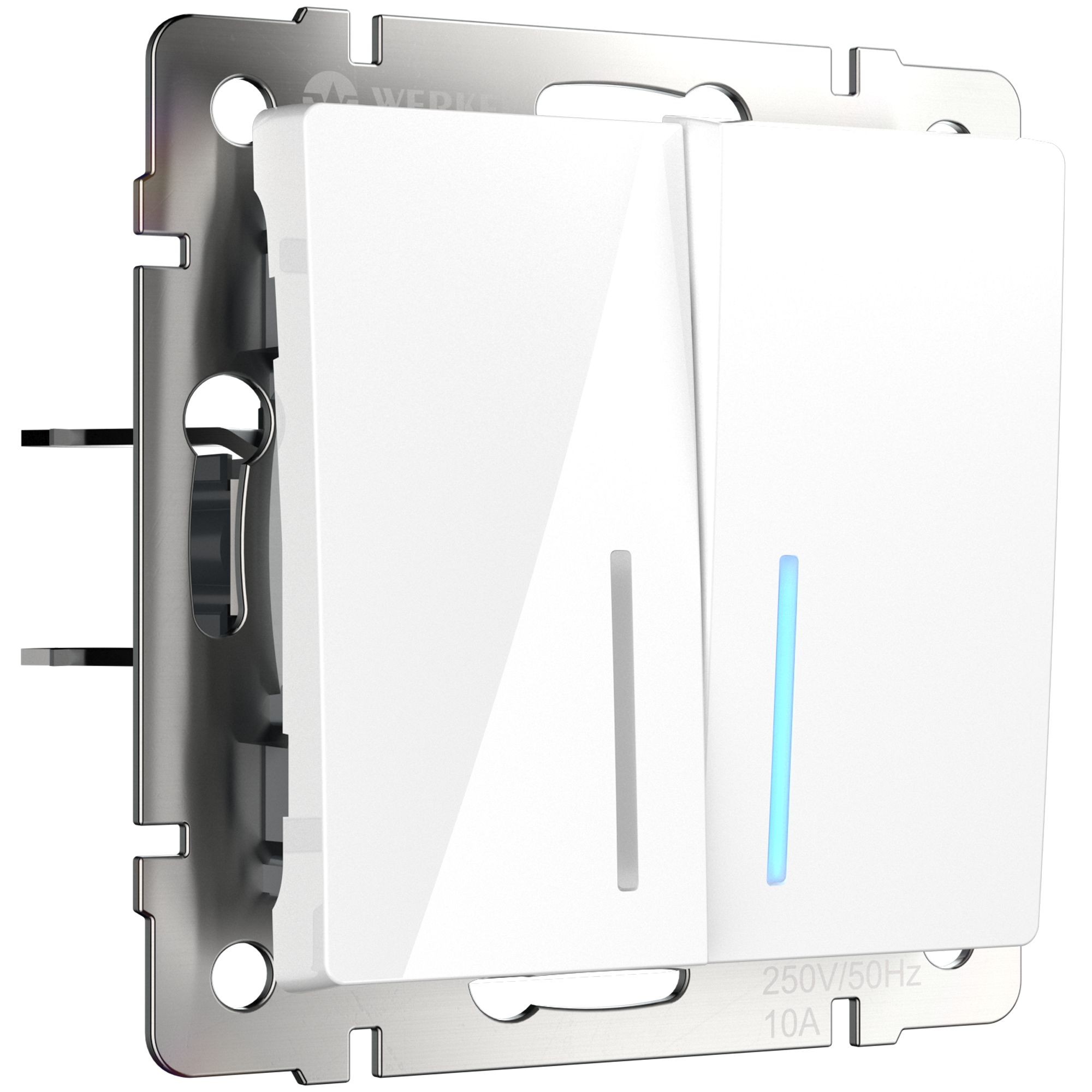 Выключатель Werkel W1120101/ Выключатель двухклавишный с подсветкой (белый)