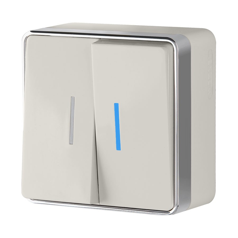 Выключатель Werkel W5020103/ Выключатель двухклавишный с подсветкой Gallant (слоновая кость)