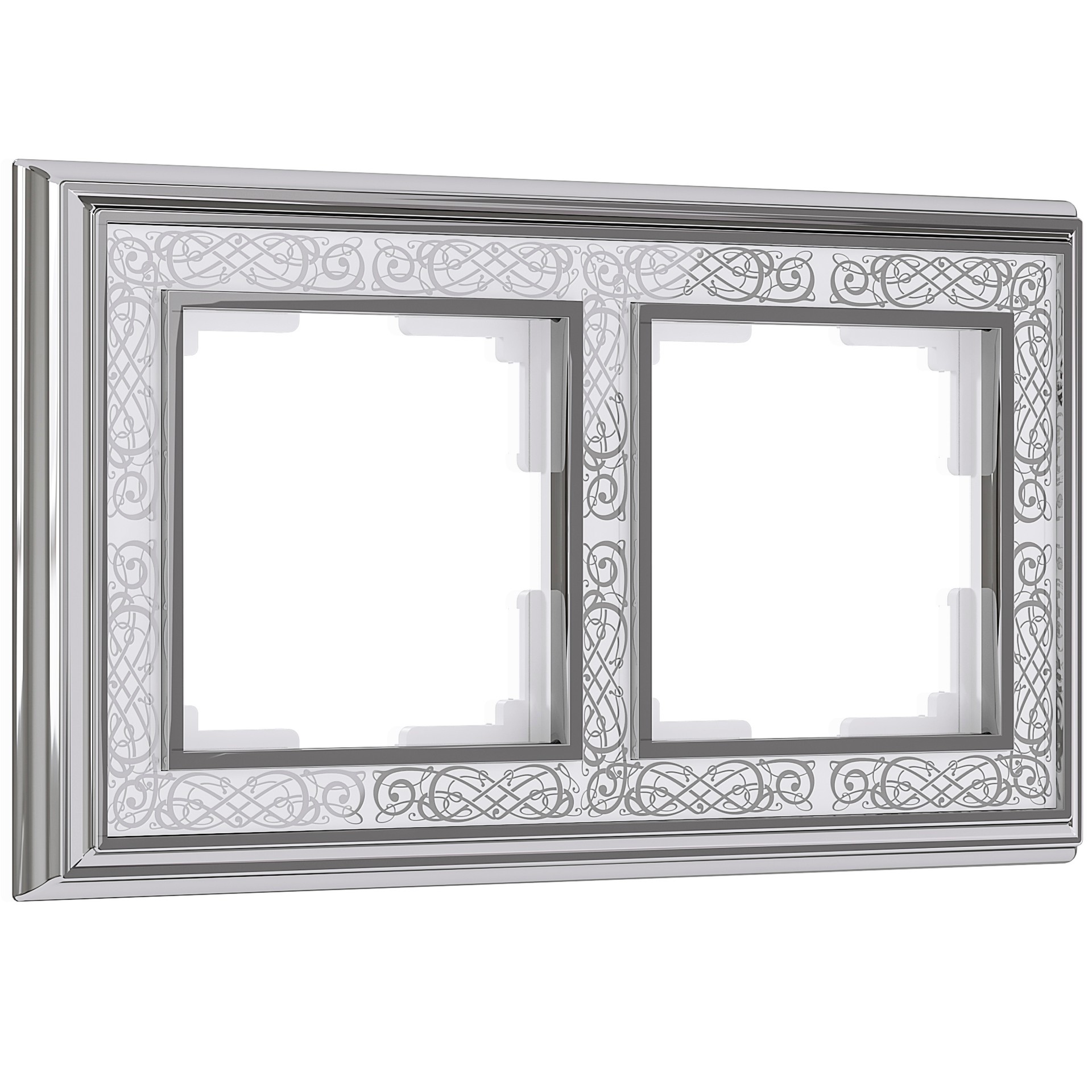 Рамка Werkel W0021431/ Рамка на 2 поста Palacio Gracia (хром/белый)