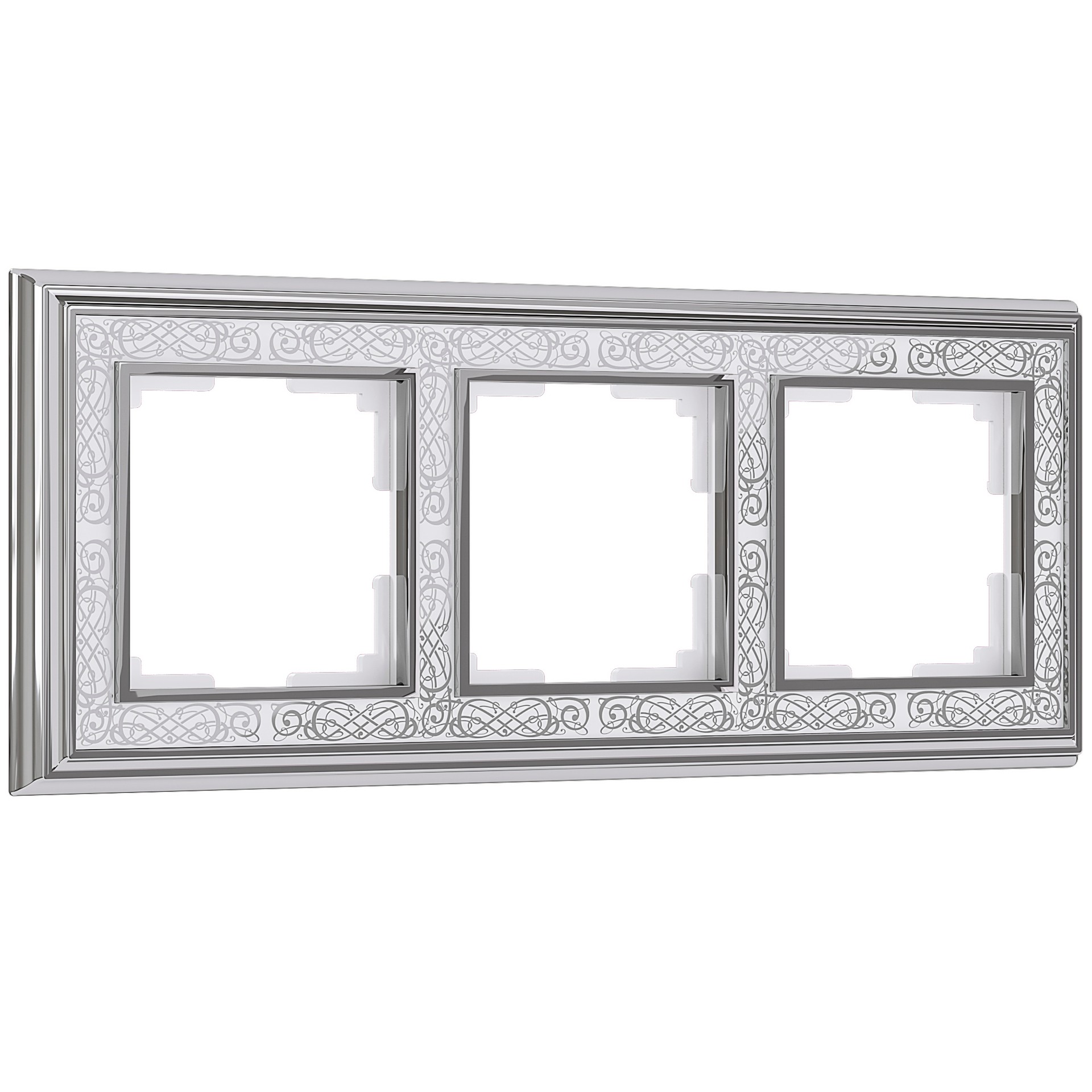 Рамка Werkel W0031431/ Рамка на 3 поста Palacio Gracia (хром/белый)