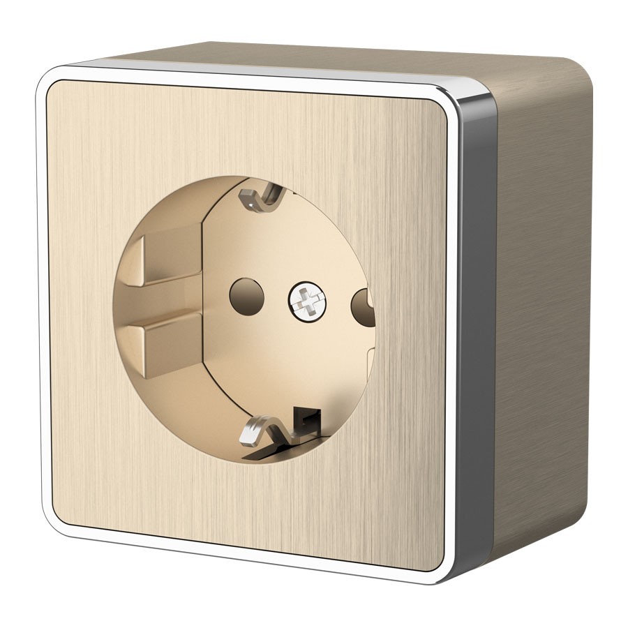 Розетка Werkel W5071110/ Розетка с заземлением и шторками Gallant (шампань рифленый)