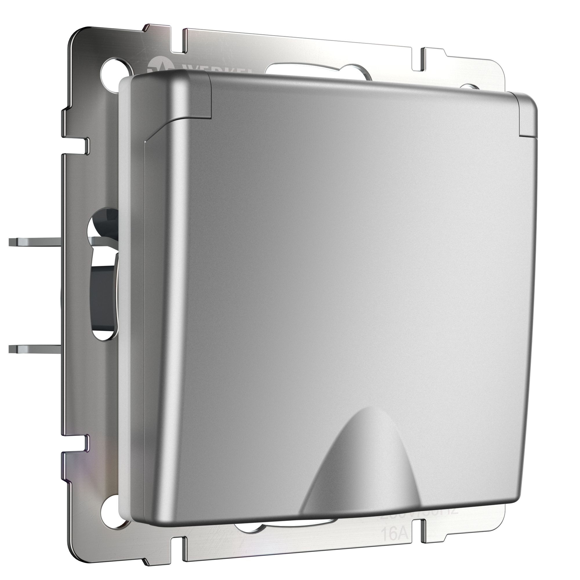 Розетка Werkel W1171206/ Розетка влагозащ. с зазем. с защит. крышкой и шторками (серебряный)