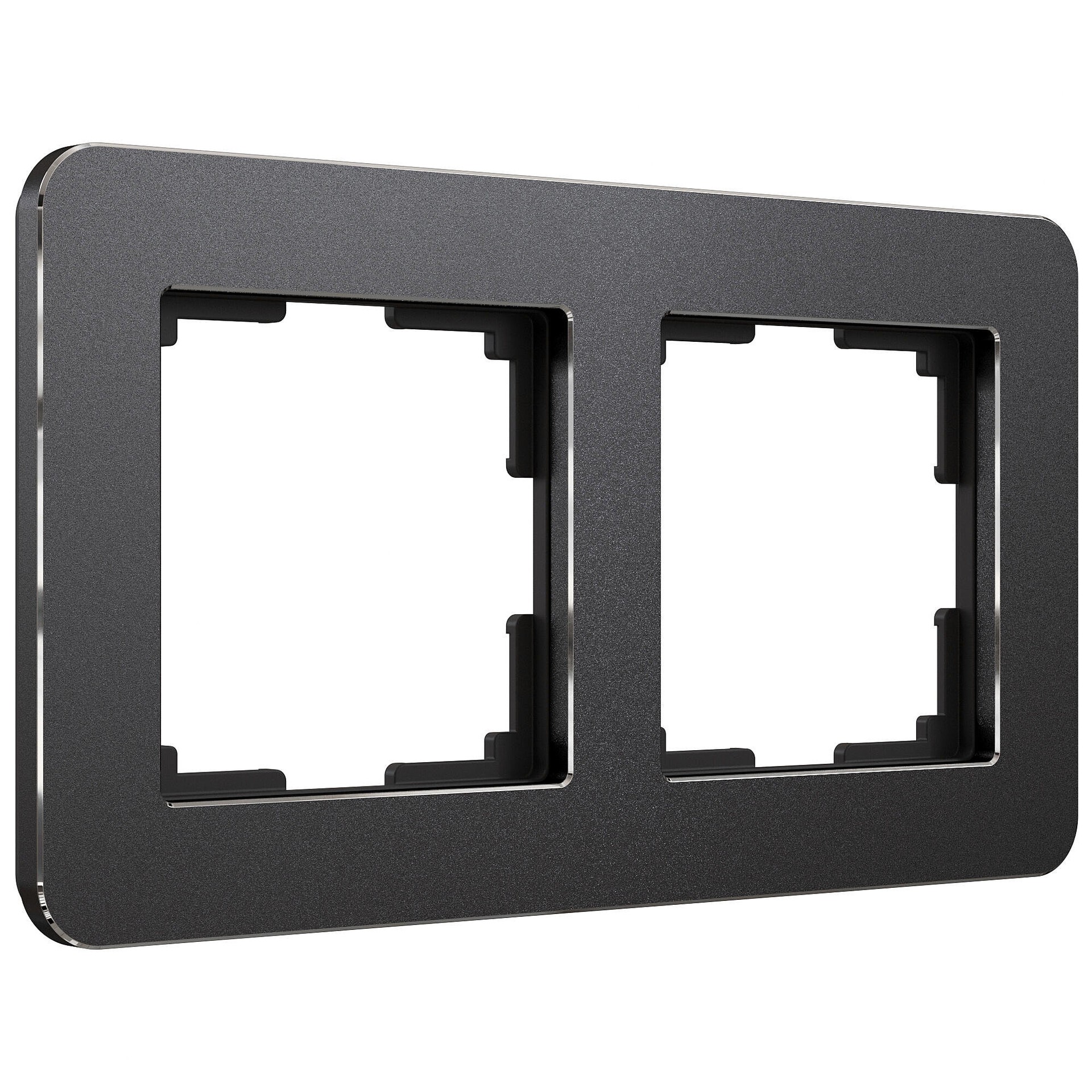 Рамка Werkel Platinum черный алюминий W0022608/ Рамка на 2 поста Platinum (черный алюминий)