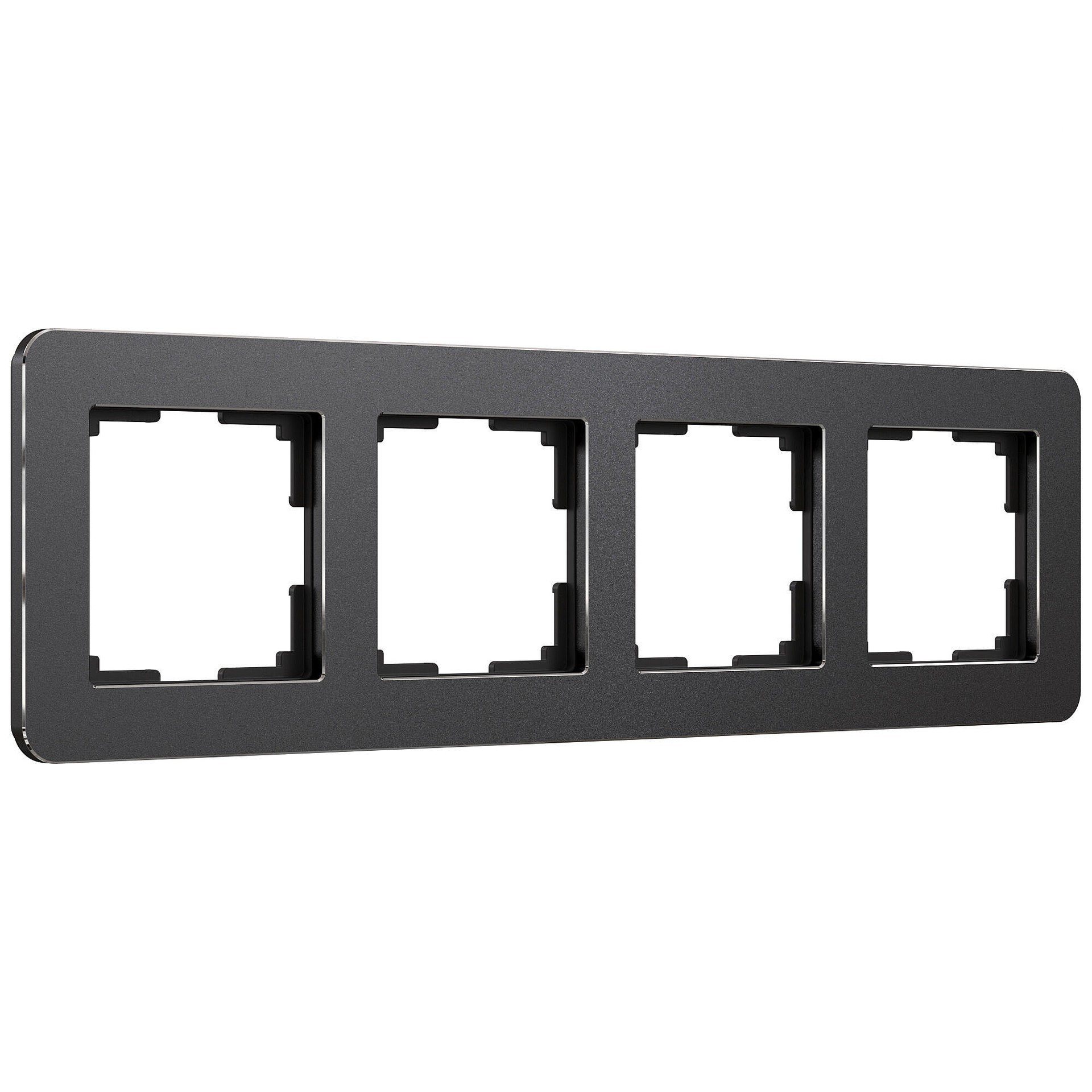 Рамка Werkel Platinum черный алюминий W0042608/ Рамка на 4 поста Platinum (черный алюминий)