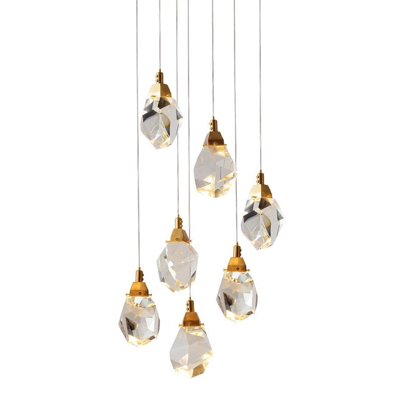 Светильник подвесной Delight Collection Crystal rock II 9701P/7R brass