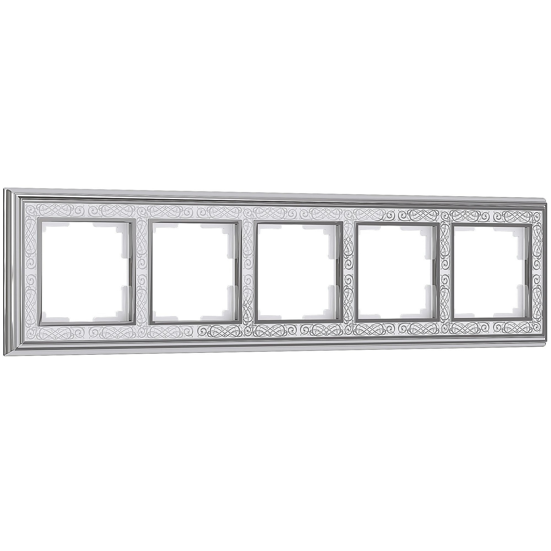 Рамка Werkel W0051431/ Рамка на 5 постов Palacio Gracia (хром/белый)
