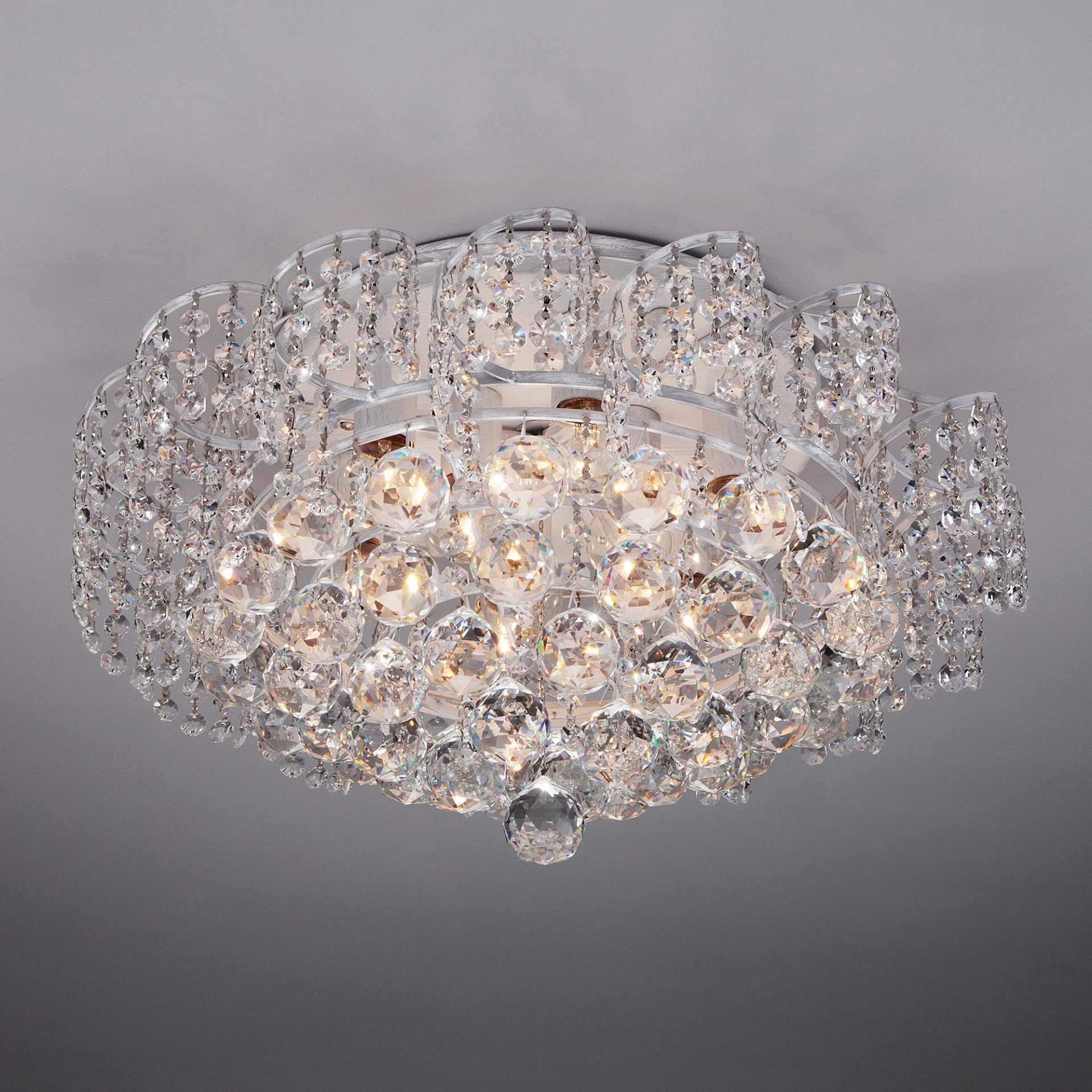 Потолочная хрустальная люстра Eurosvet Charm 16017/9 белый с серебром Strotskis