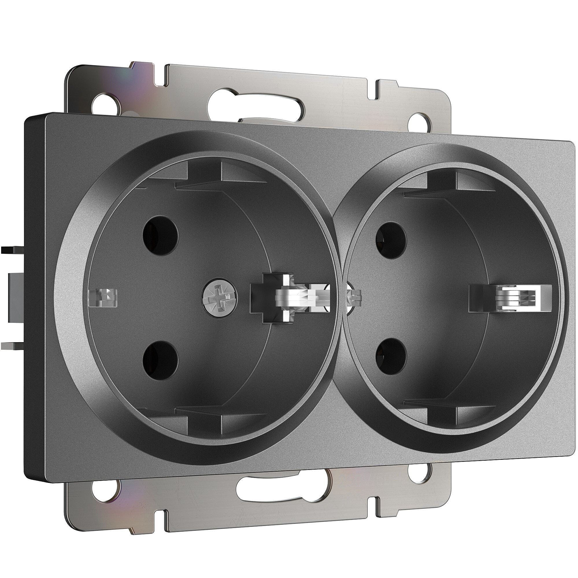 Розетка Werkel W1172064/ Розетка двойная с заземлением (графит матовый)