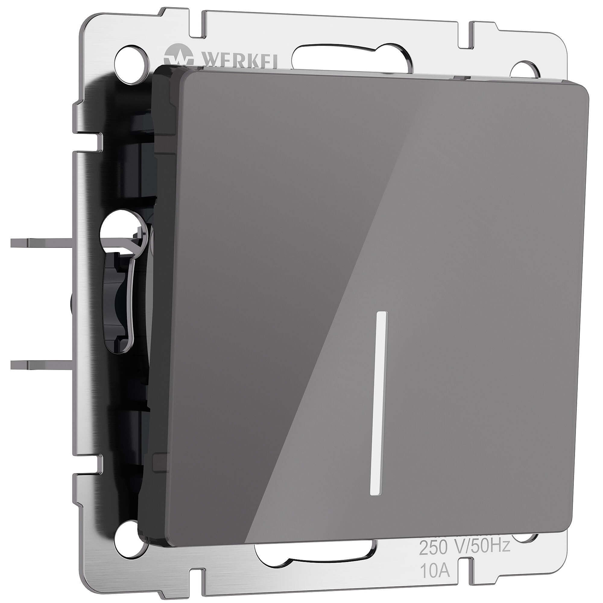 Выключатель Werkel W1110144/ Выключатель одноклавишный с подсветкой (графит акрил)