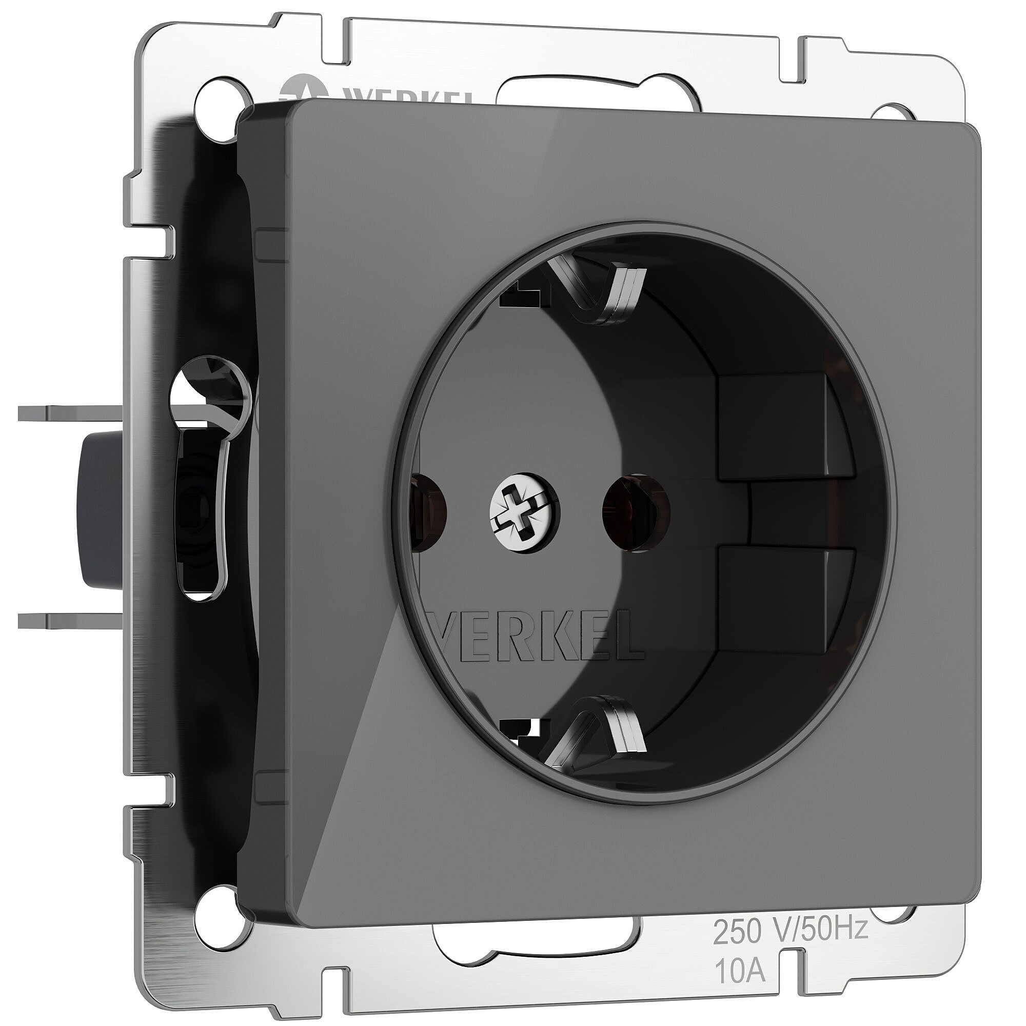 Розетка Werkel W1171144/ Розетка с заземлением и шторками (графит акрил)