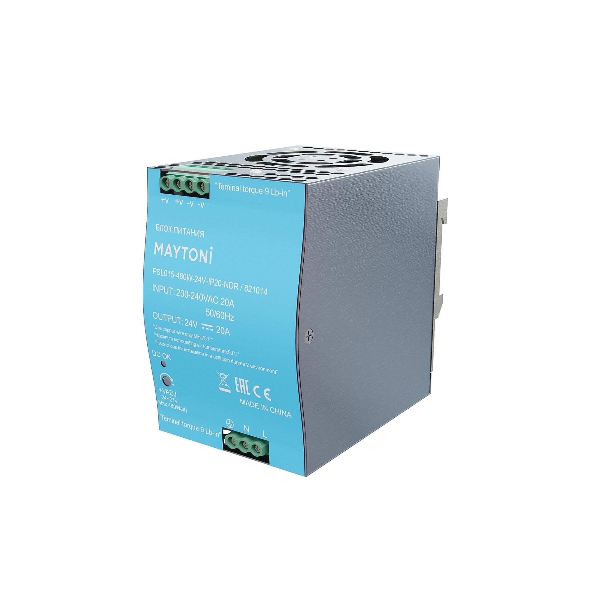 Блок питания PSL015 24В 480Вт IP20 Maytoni Блоки питания 24В 821014