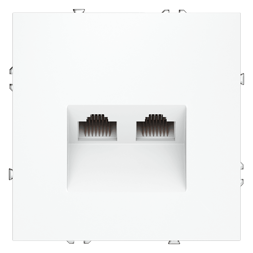 Розетка компьютерная встраиваемая VOLTUM S70 двойная RJ45+RJ45 кат.6, (белый матовый) VLS060202