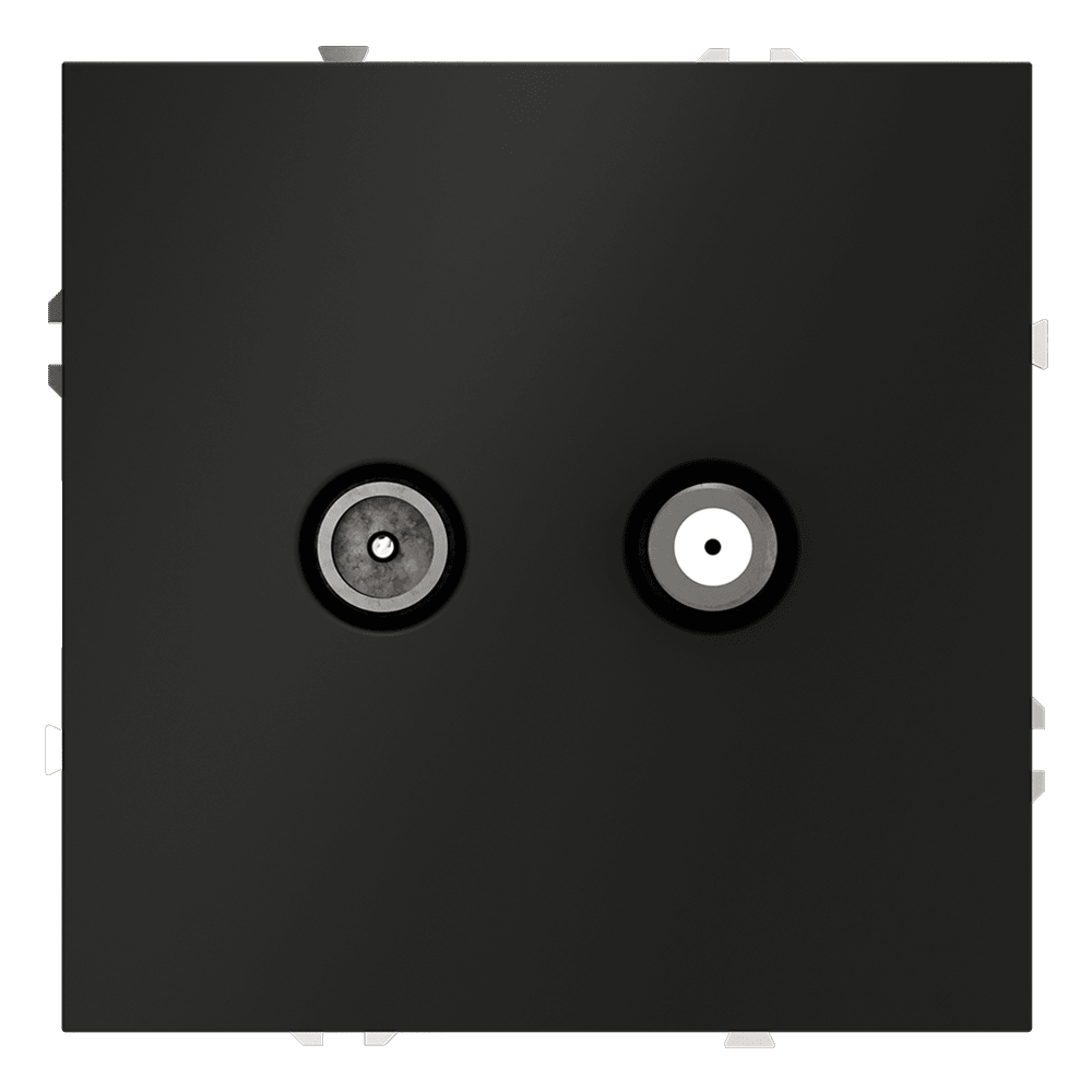 Розетка телевизионнная встраиваемая VOLTUM S70 оконечная TV+SAT, (черный матовый) VLS060408