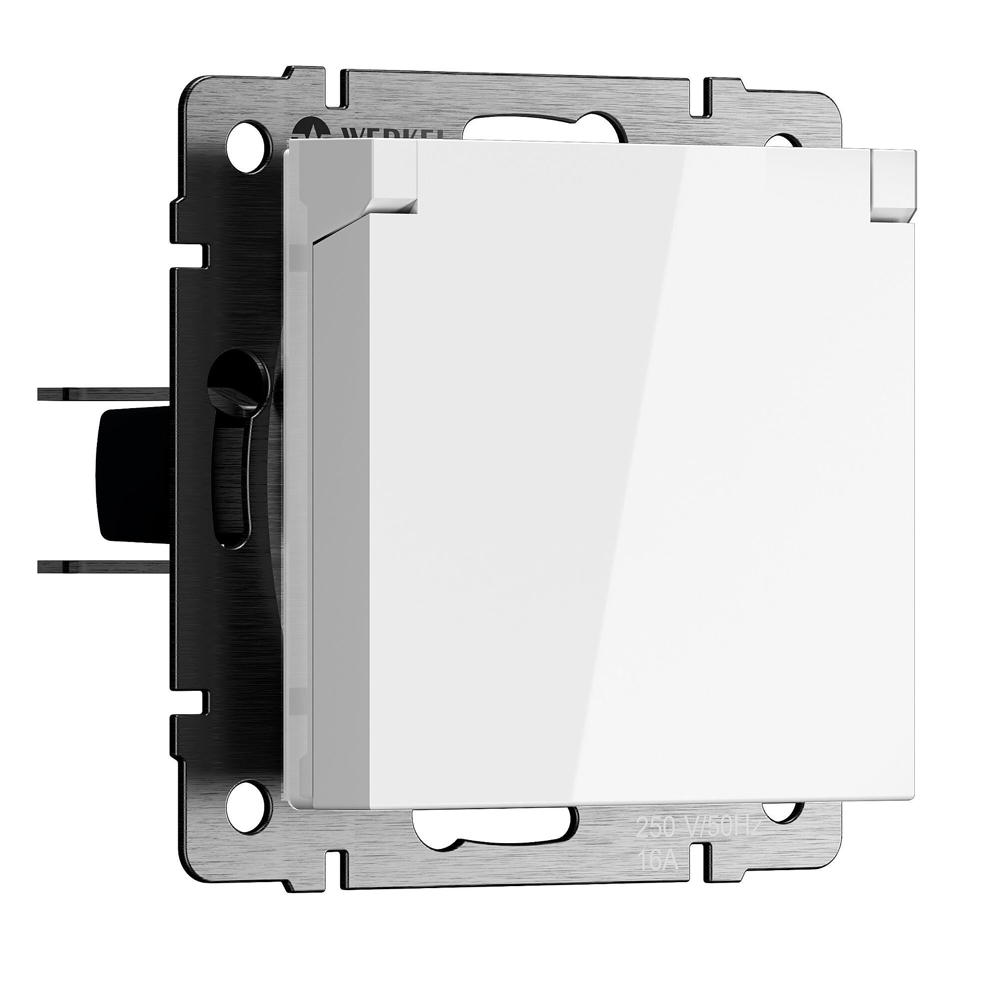 Розетка Werkel Встраиваемые механизмы белые W1171201/ Розетка влагозащ. с зазем. с защит. крышкой и шторками N (белый)