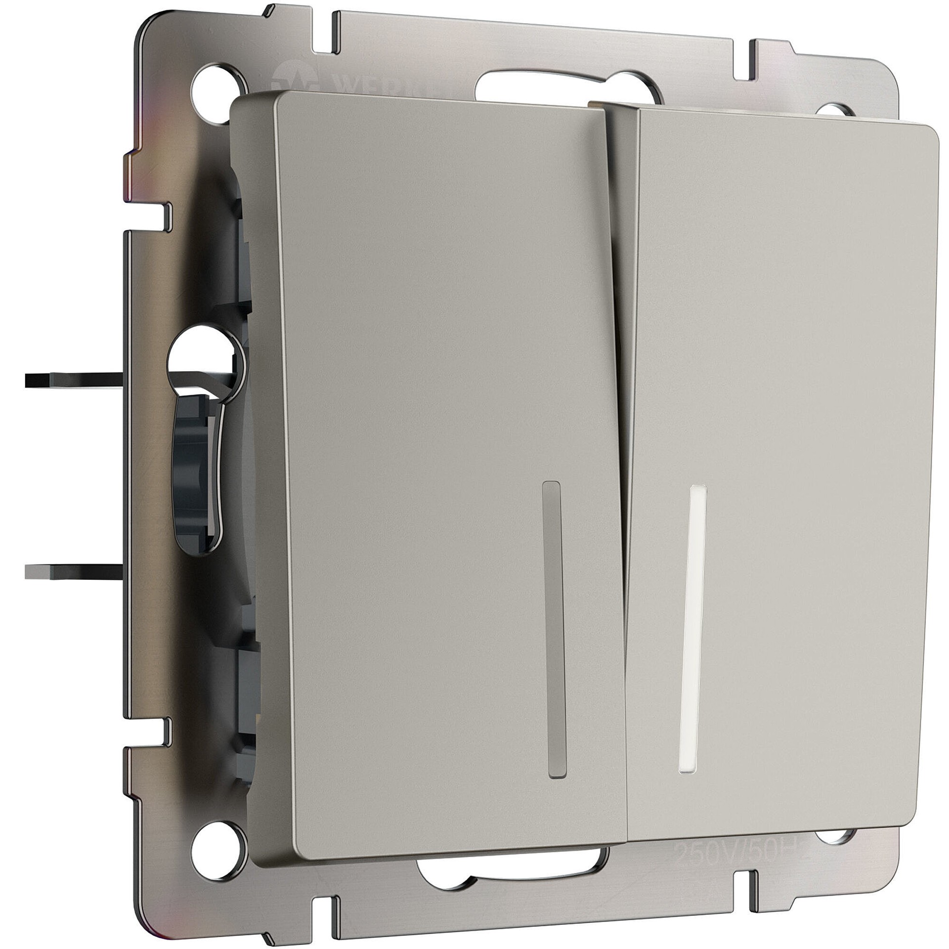 Выключатель Werkel W1220104/ Выключатель двухклавишный с подсветкой (дымчатый)