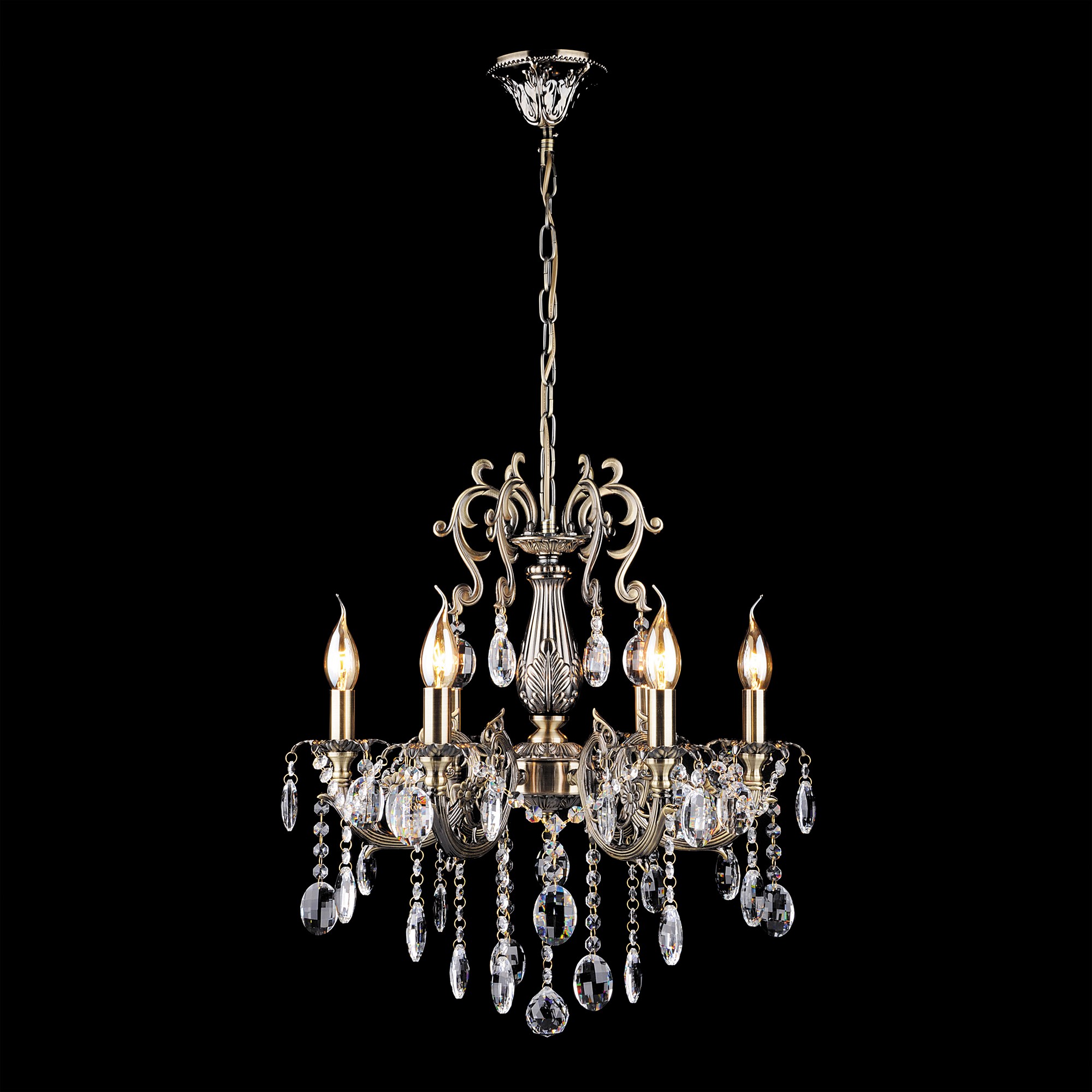 Подвесная хрустальная люстра 3216 Eurosvet 3216/6 античная бронза Strotskis