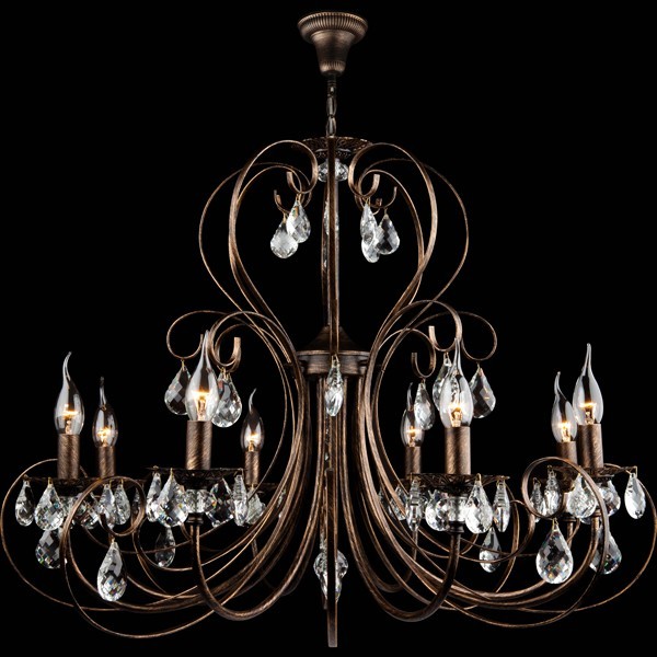 Подвесная люстра Eurosvet 3305 3305/8 черный с золотом/прозрачный хрусталь Strotskis