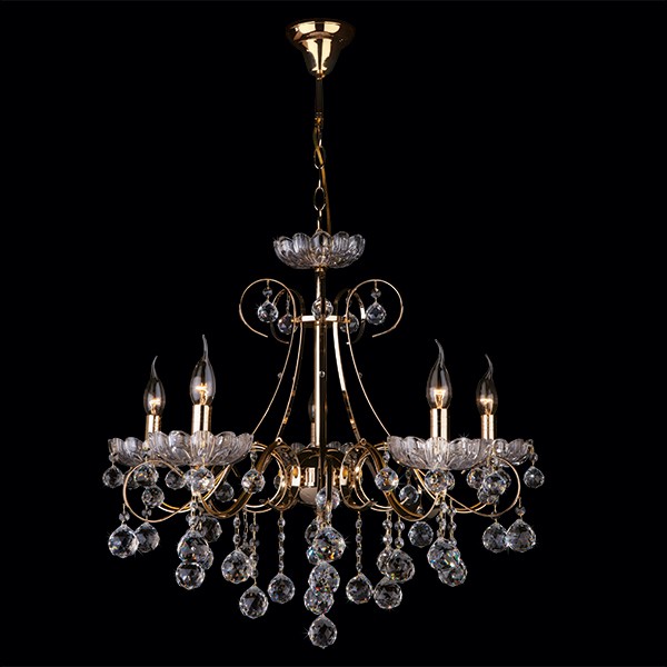 Подвесная хрустальная люстра 3321 Eurosvet 3321/5 золото/прозрачный хрусталь Strotskis