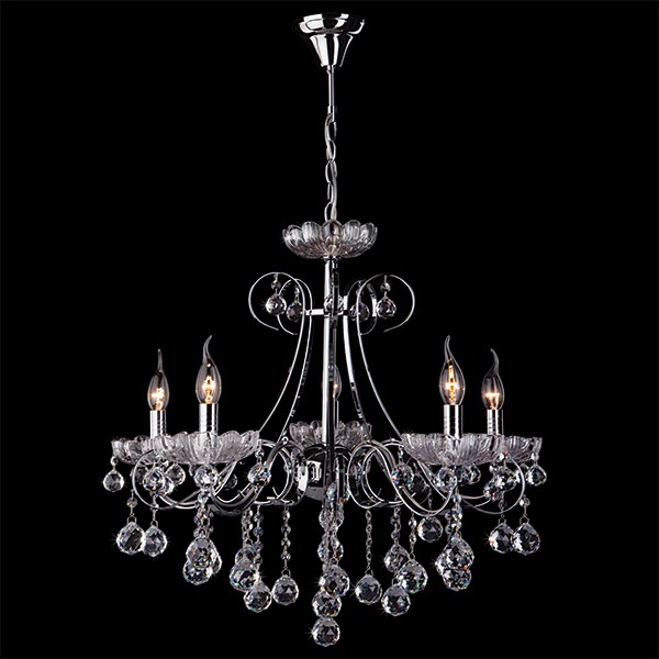 Подвесная хрустальная люстра 3321 Eurosvet 3321/5 хром/прозрачный хрусталь Strotskis