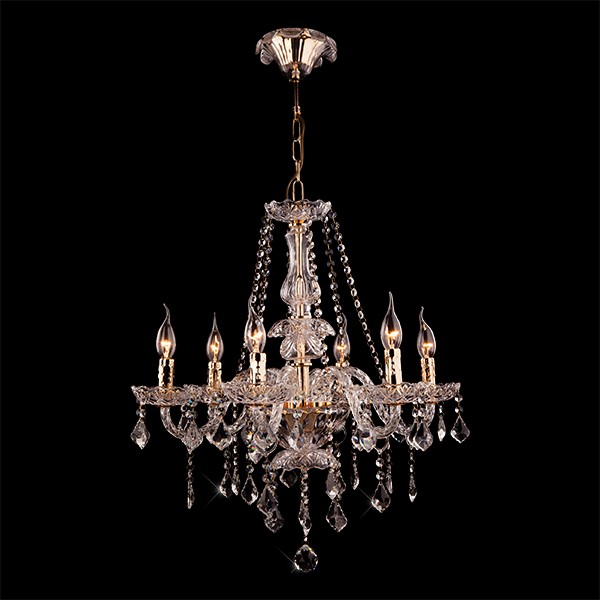 Подвесная хрустальная люстра 3500 Eurosvet 3500/6 золото/прозрачный хрусталь Strotskis