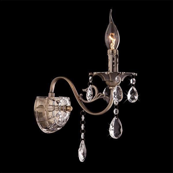 Настенное бра Eurosvet 10004 10004/1 античная бронза/прозрачный хрусталь Strotskis