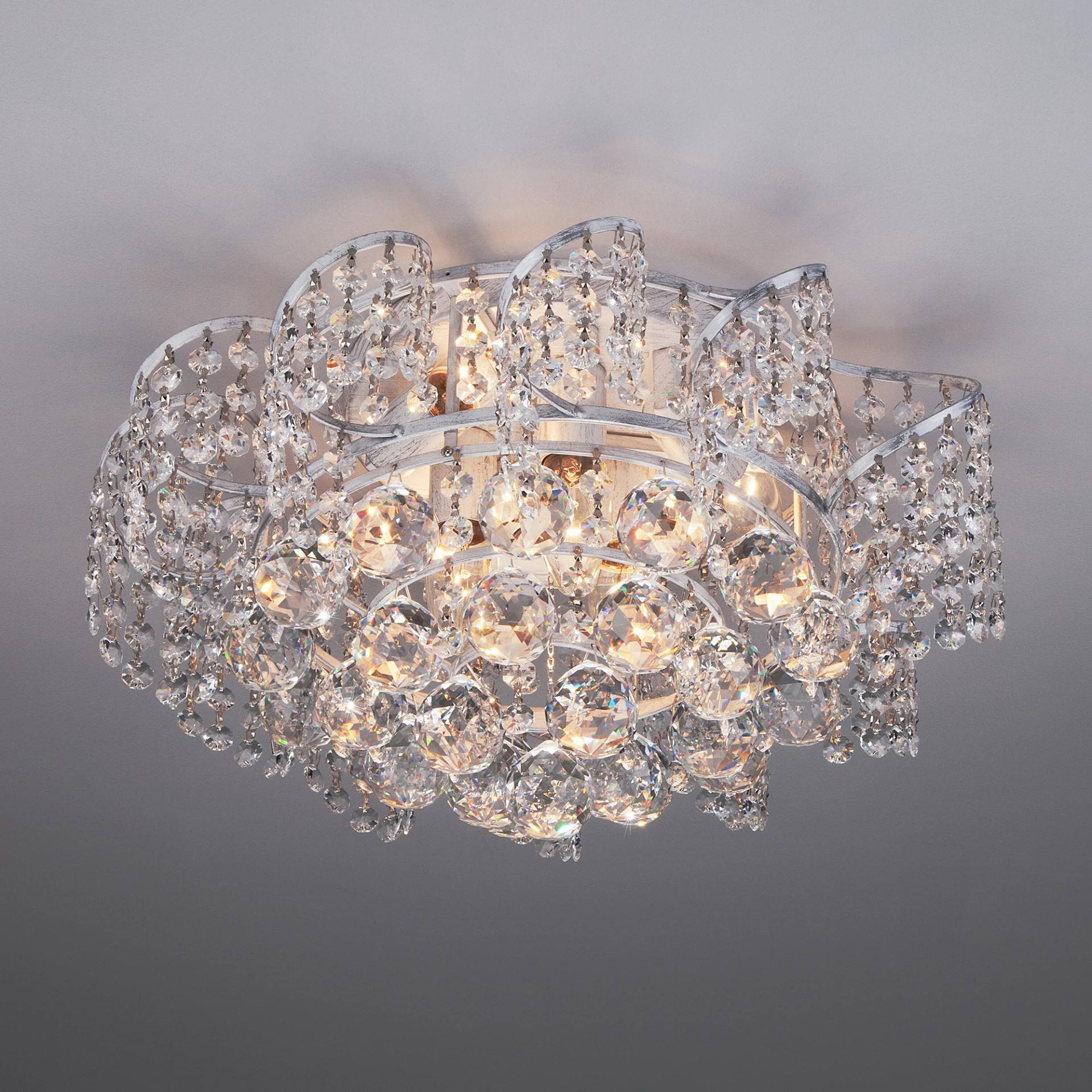 Потолочная хрустальная люстра Eurosvet Charm 16017/6 белый с серебром Strotskis