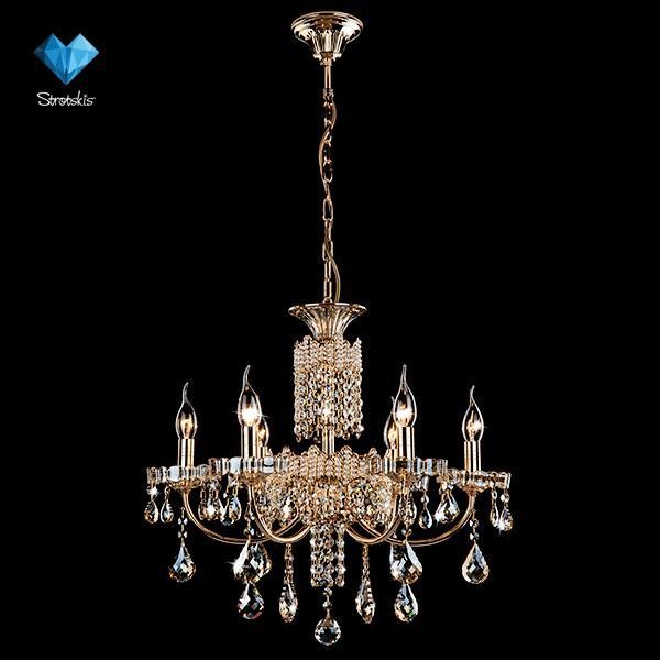 Подвесная хрустальная люстра 10014 Eurosvet 10014/6 золото/тонированныйрусталь Strotskis