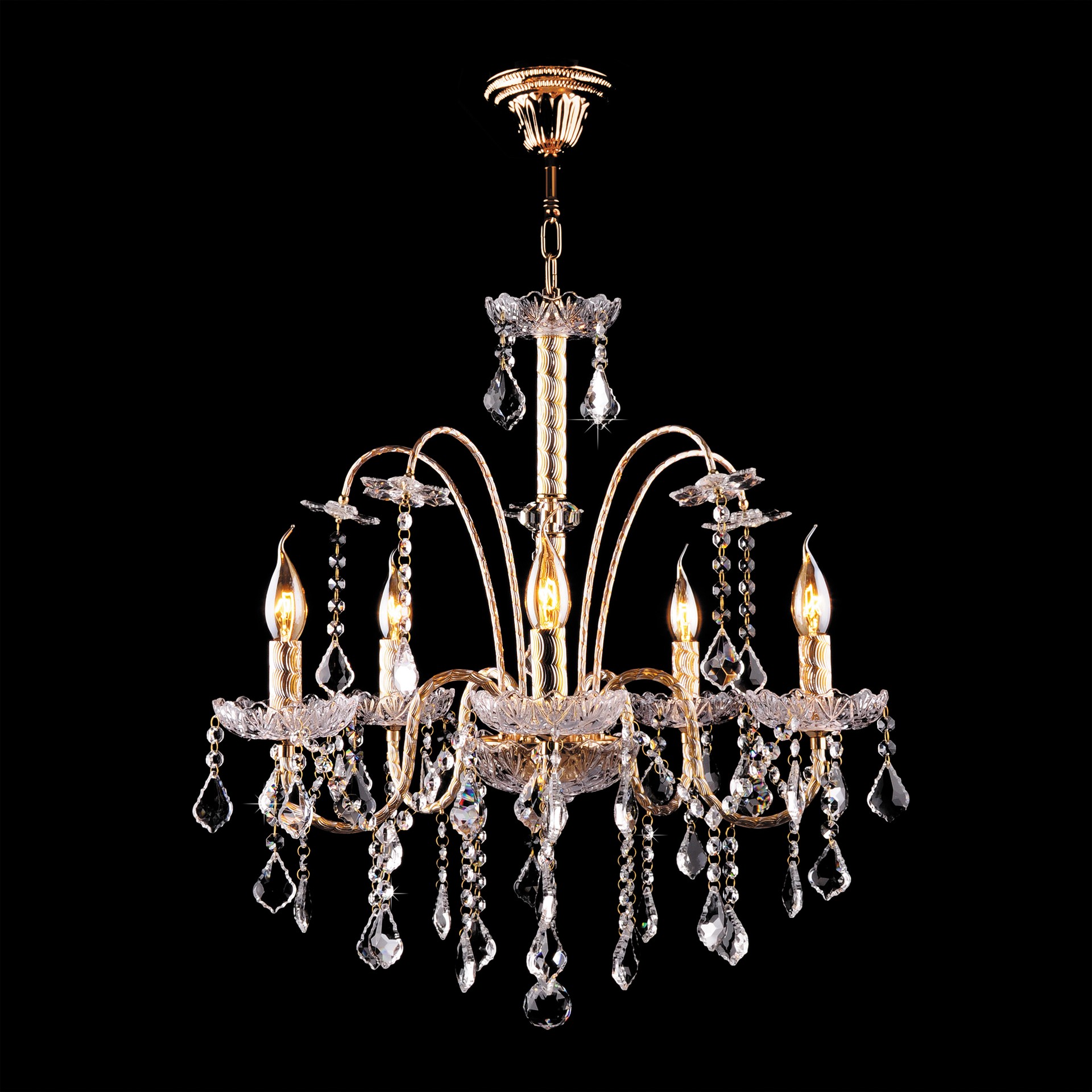 Подвесная хрустальная люстра 3131 Eurosvet 3131/5 золото/прозрачный хрусталь Strotskis