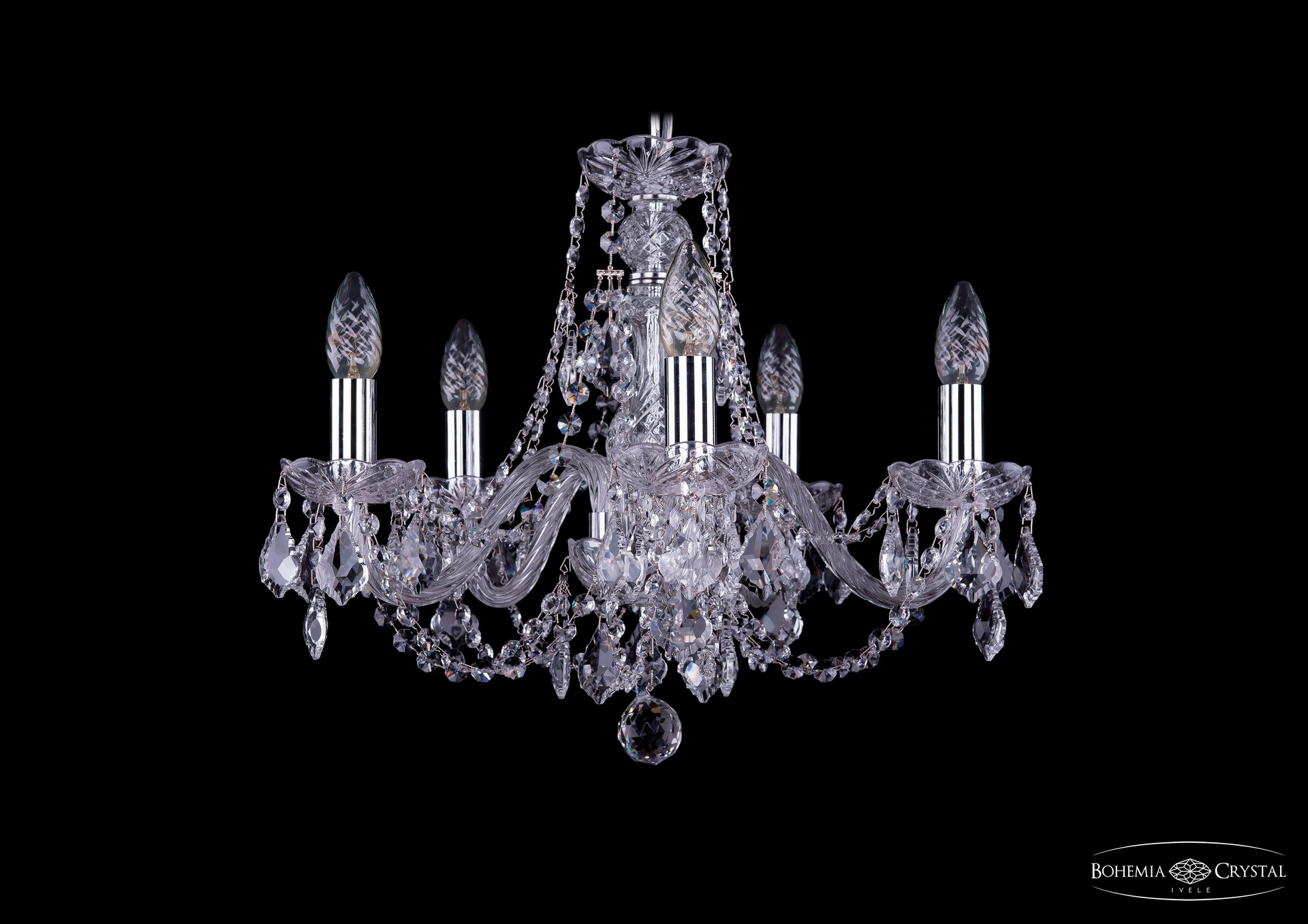 Подвесная хрустальная люстра 1406 Bohemia 1406/5/160 Ni Leafs