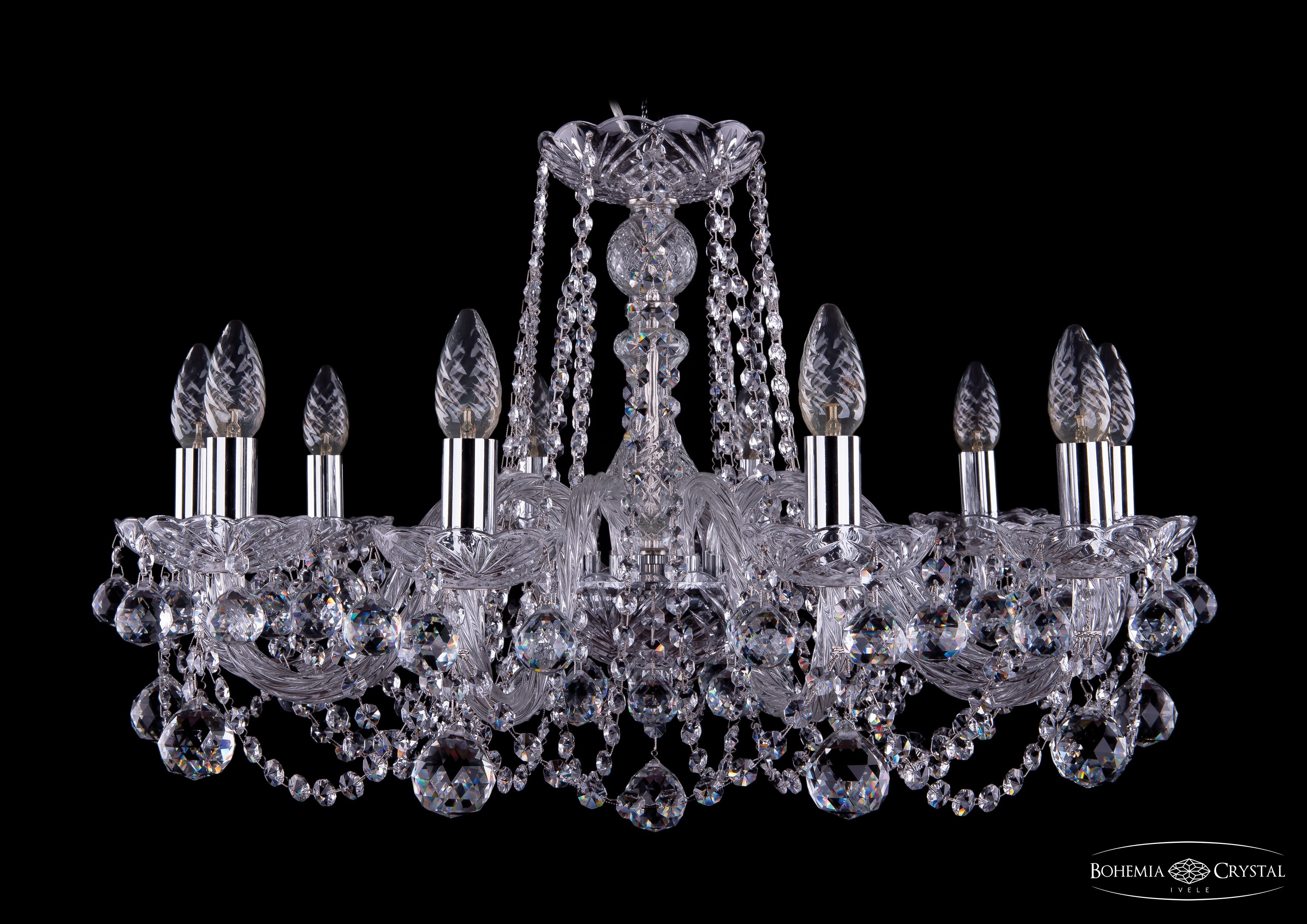 Подвесная хрустальная люстра 1402 Bohemia 1402/10/240 Ni Balls