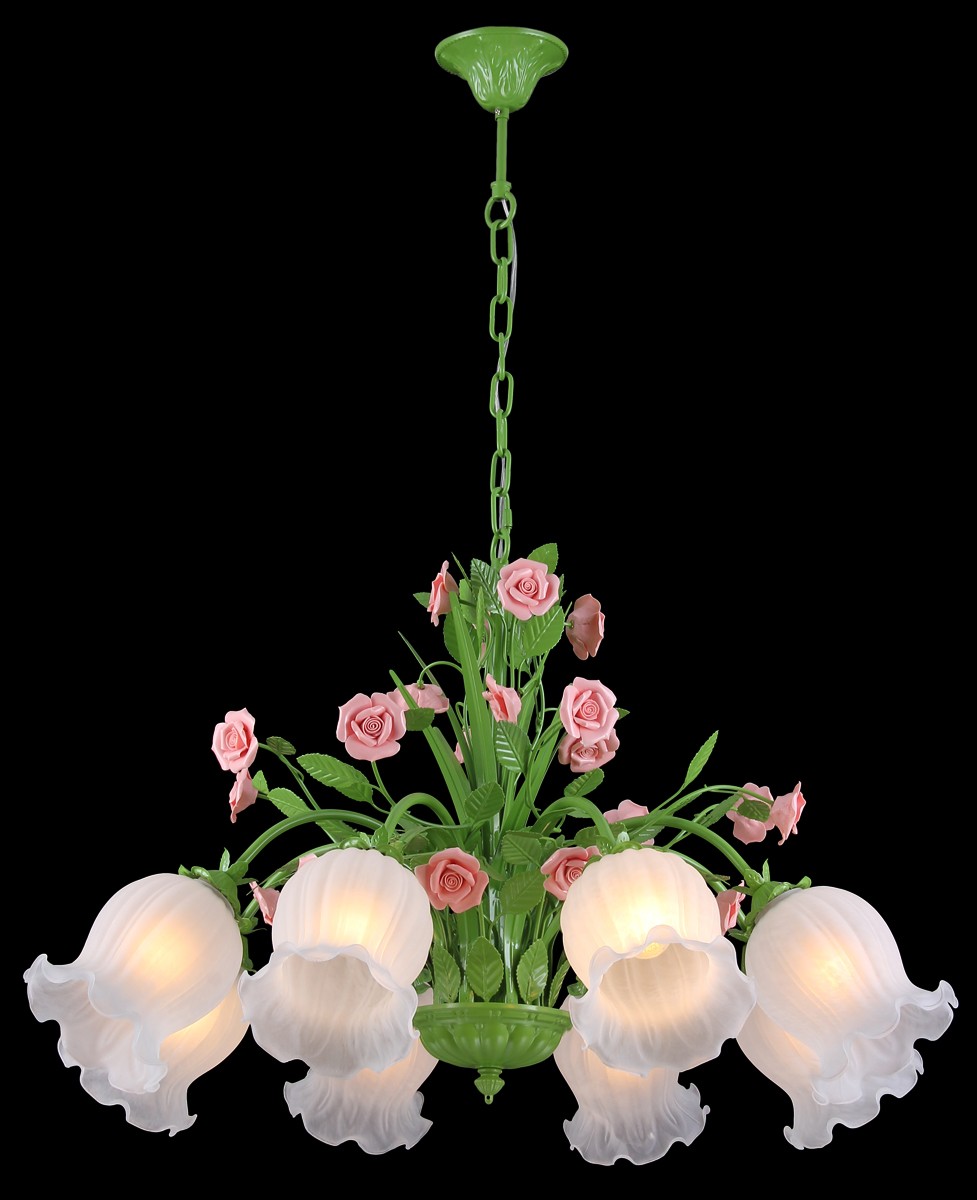 Люстра подвесная с цветочками Rose ROSE 11470/8C GREEN Natali Kovaltseva