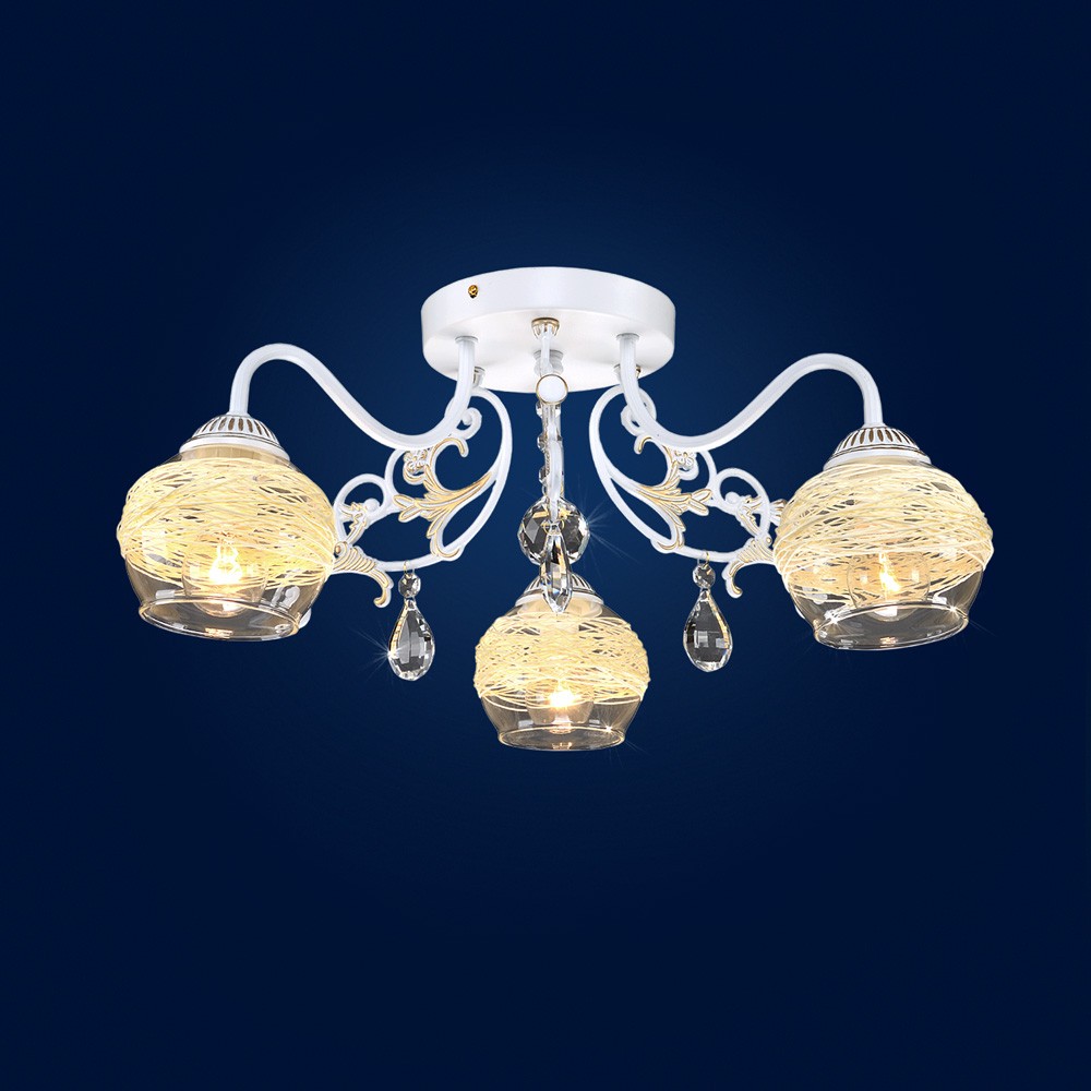 Потолочная люстра Максисвет 3470 1-3470-3-WH+GL E14