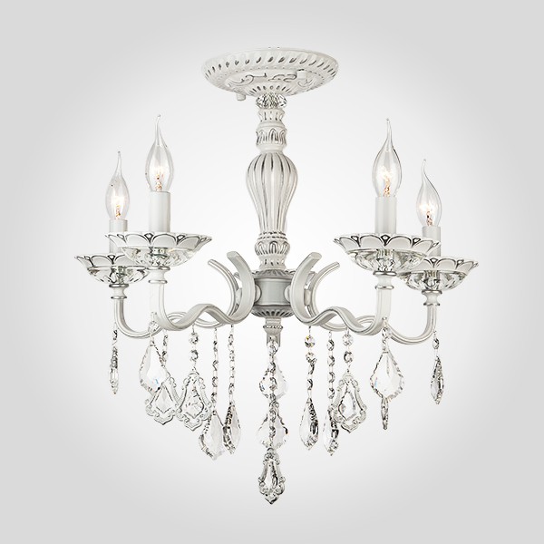 Потолочная люстра Eurosvet Эммануэль 10049/5 белый с серебром/прозрачный хрусталь Strotskis